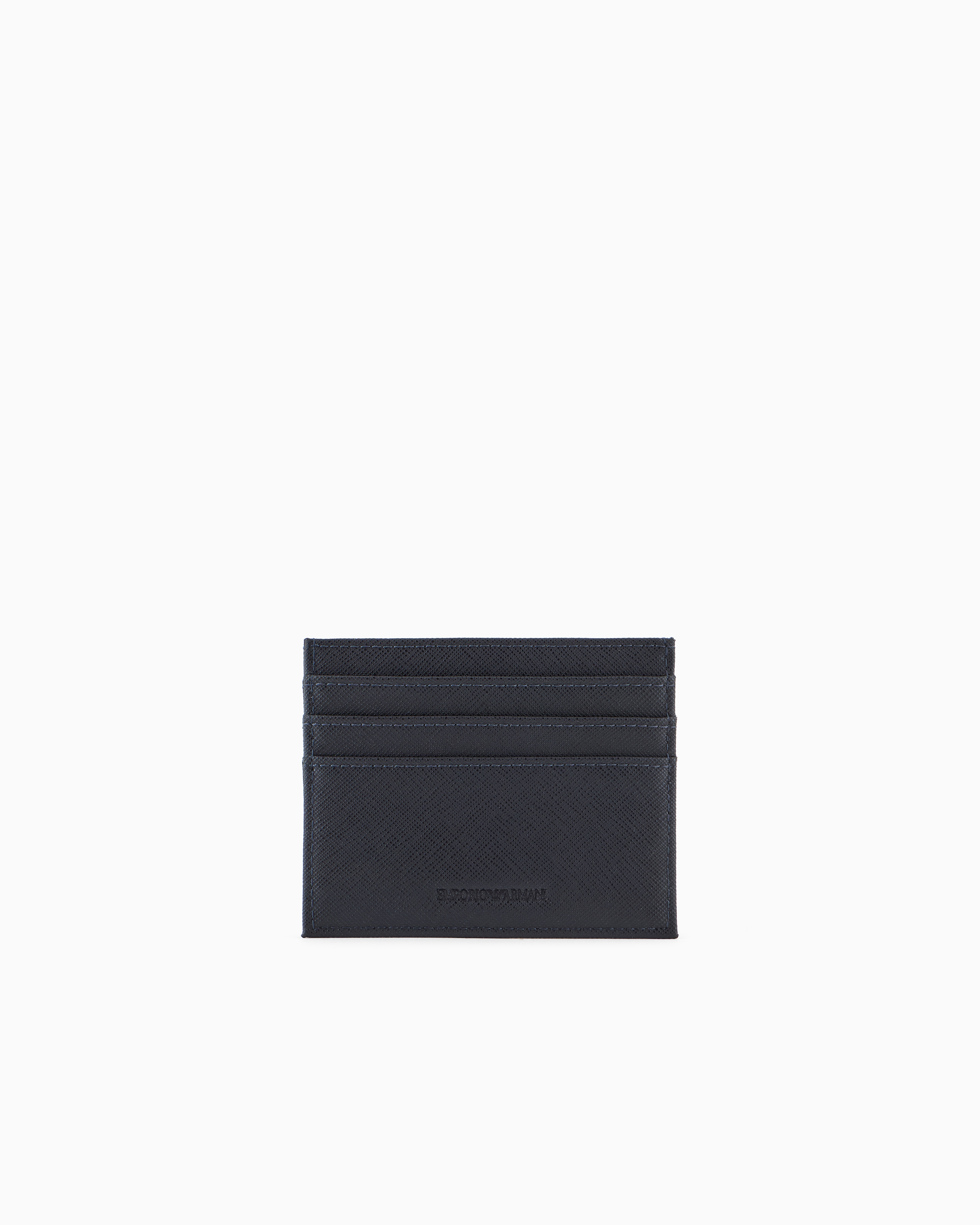 Emporio Armani Official Store Asv Regenerated Saffiano And Recycled Nylon Card Holder In Navy Blue