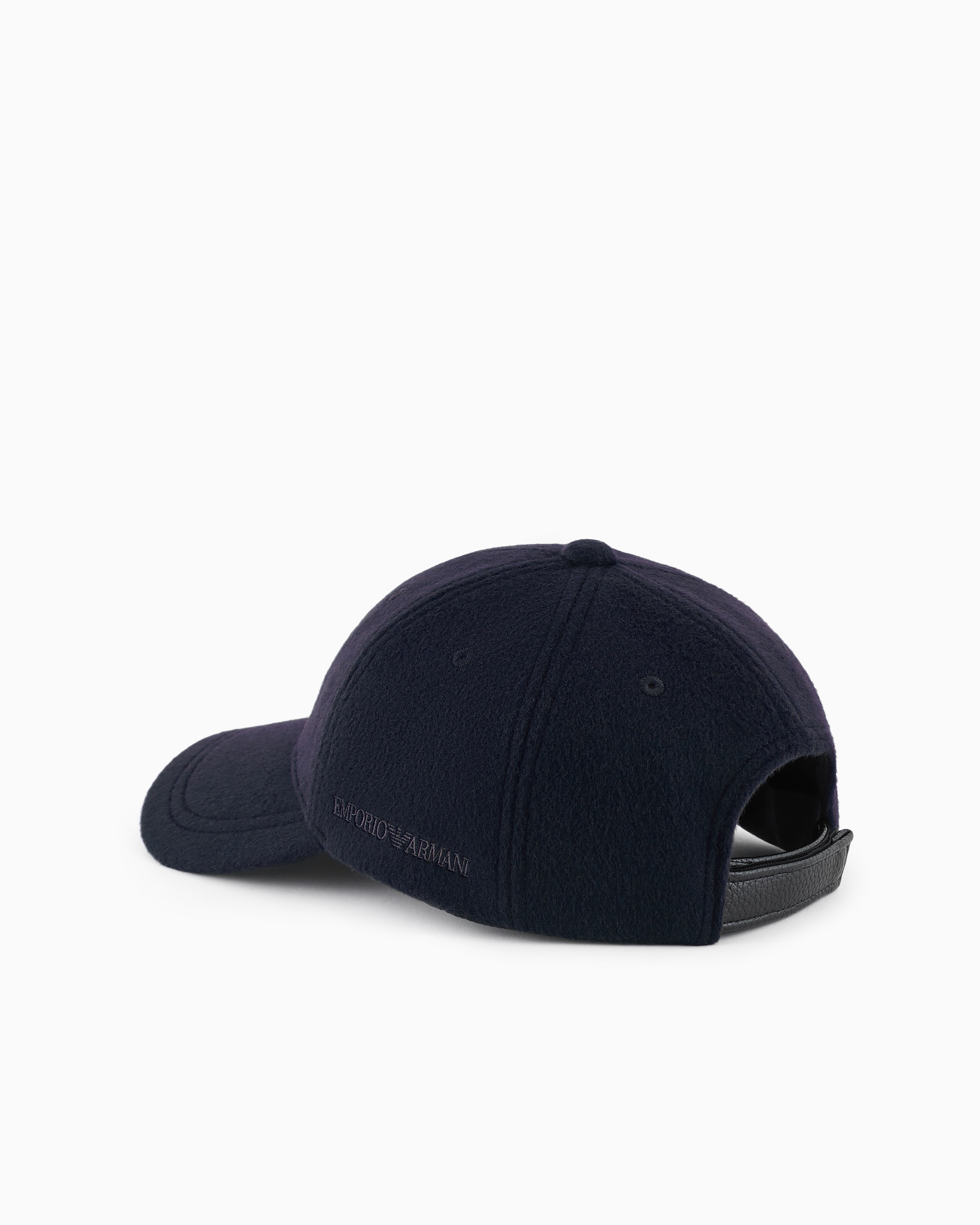 Emporio Armani Official Store Wool Cloth Baseball Cap In Navy Blue