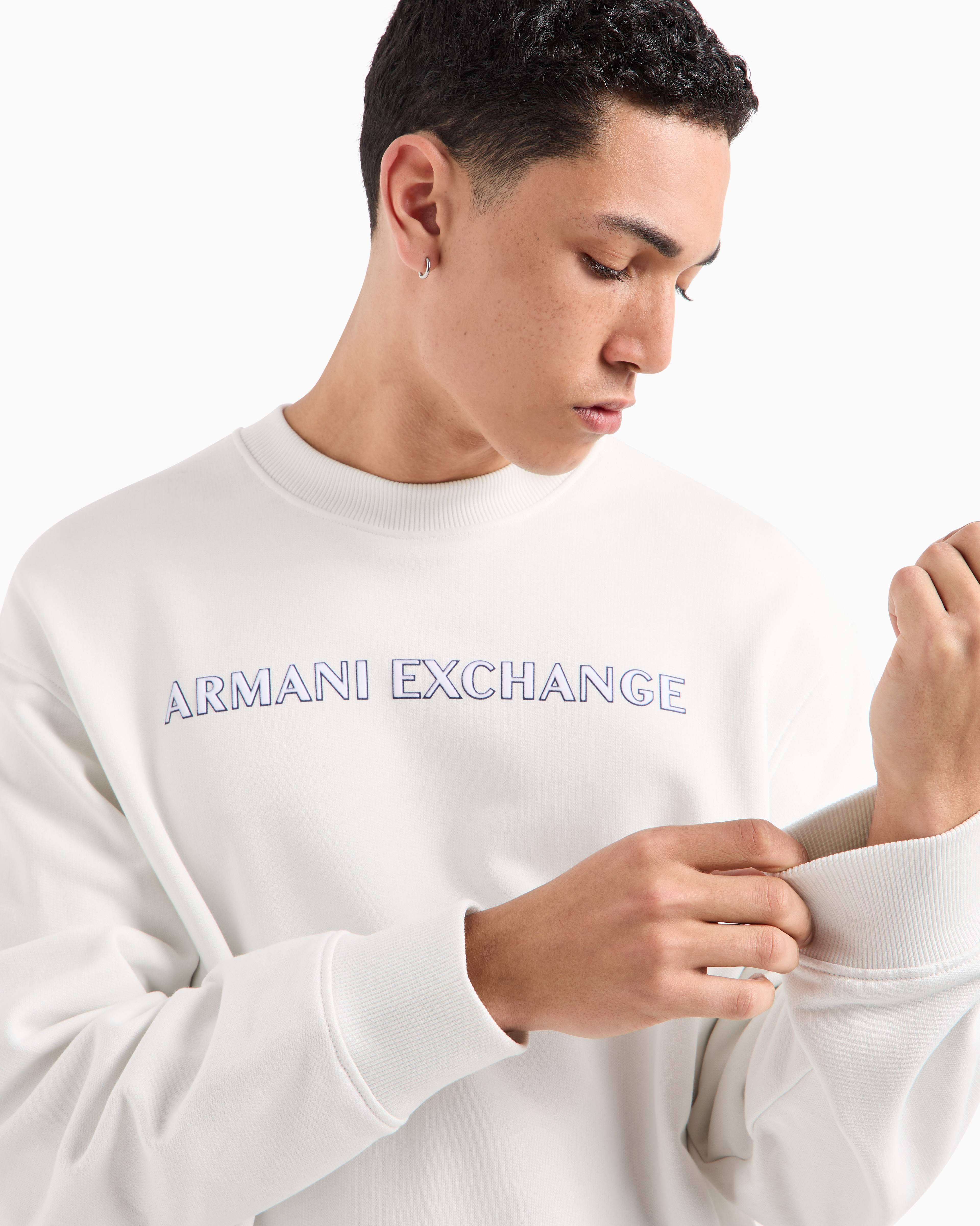 Shop Armani Exchange Sweatshirts Without Hood In White