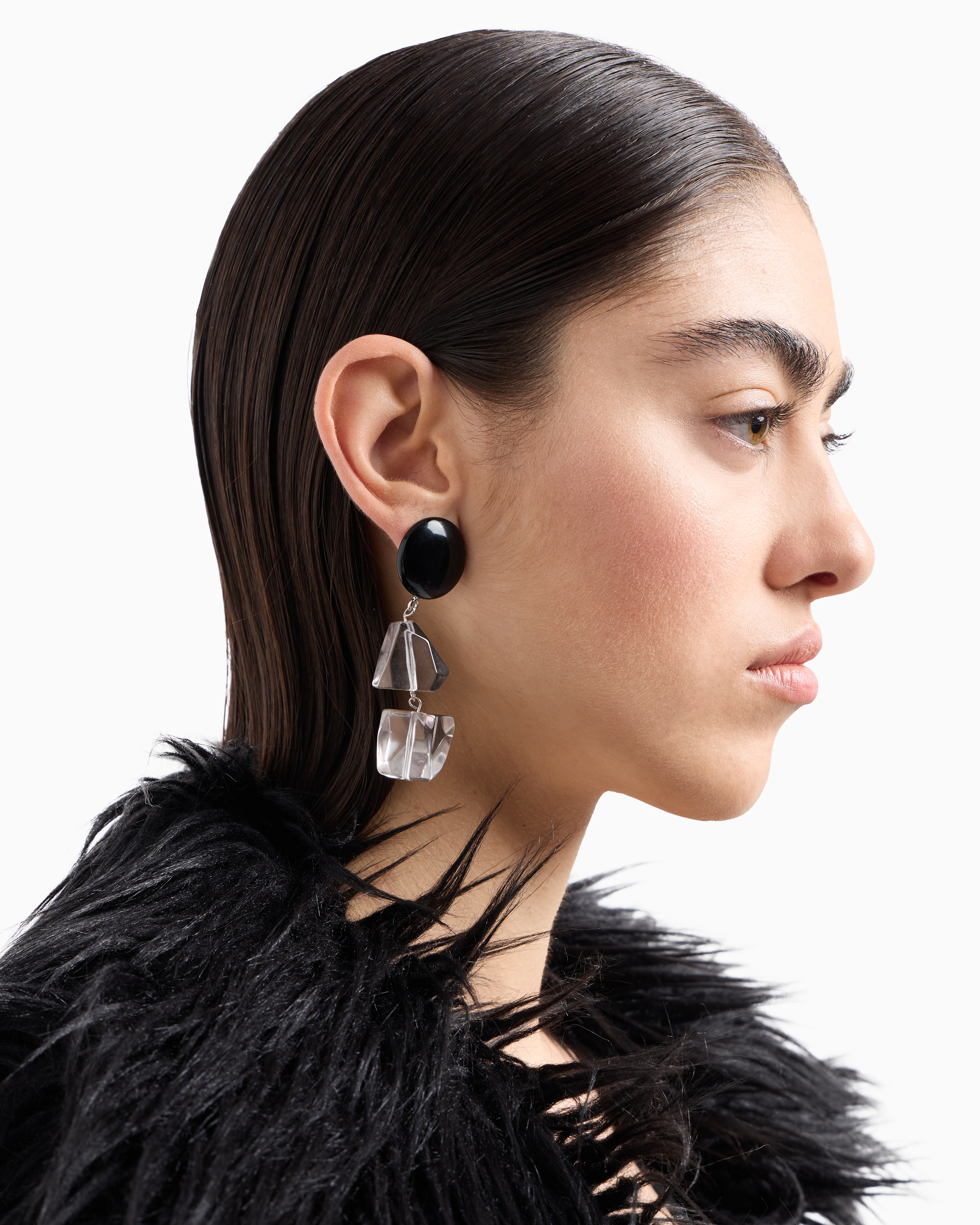 EMPORIO ARMANI OVERSIZED PENDANT EARRINGS WITH TRANSPARENT ELEMENTS 