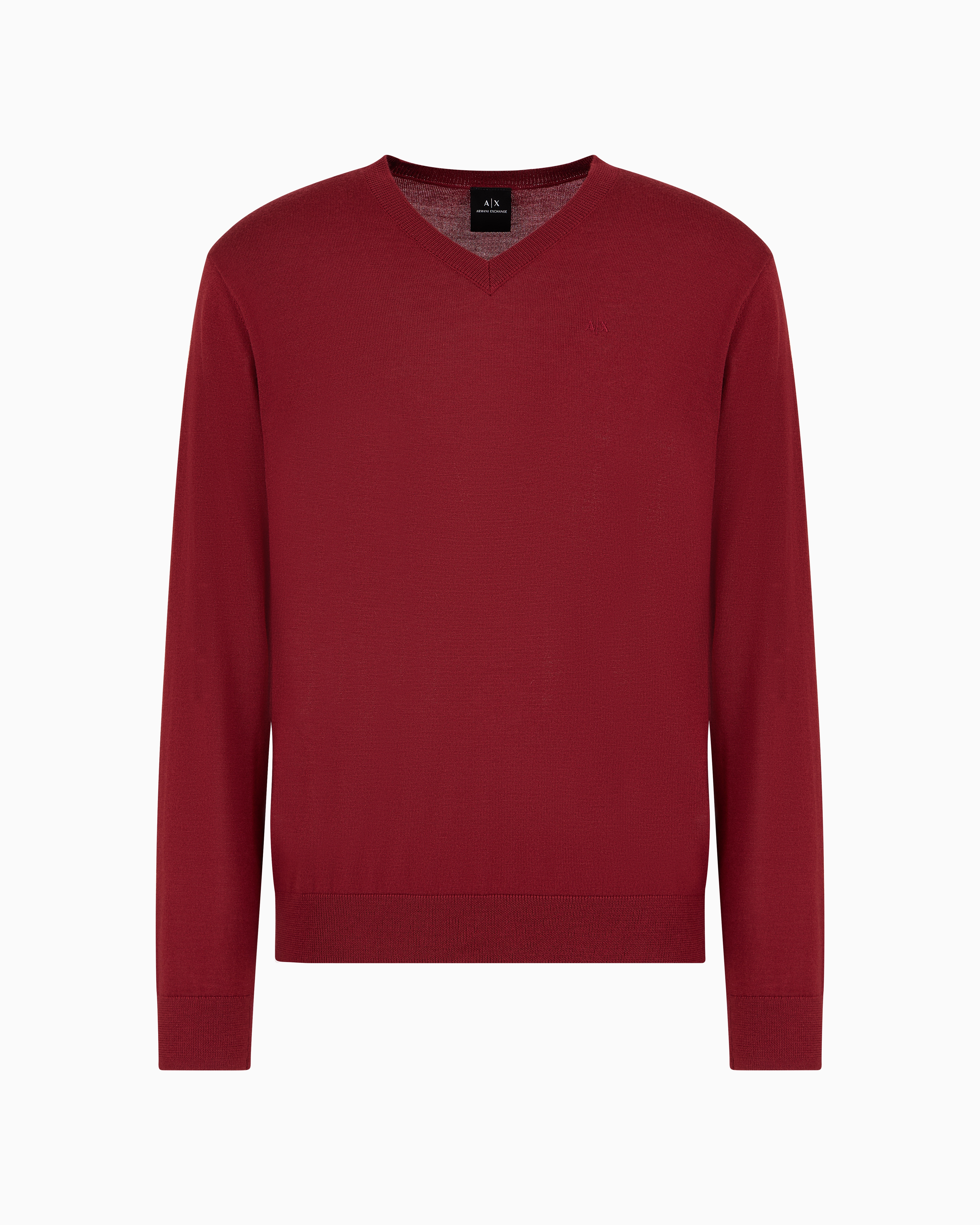 Armani Exchange Official Store Asv Checked Jacquard Crewneck Sweater In Red Logo