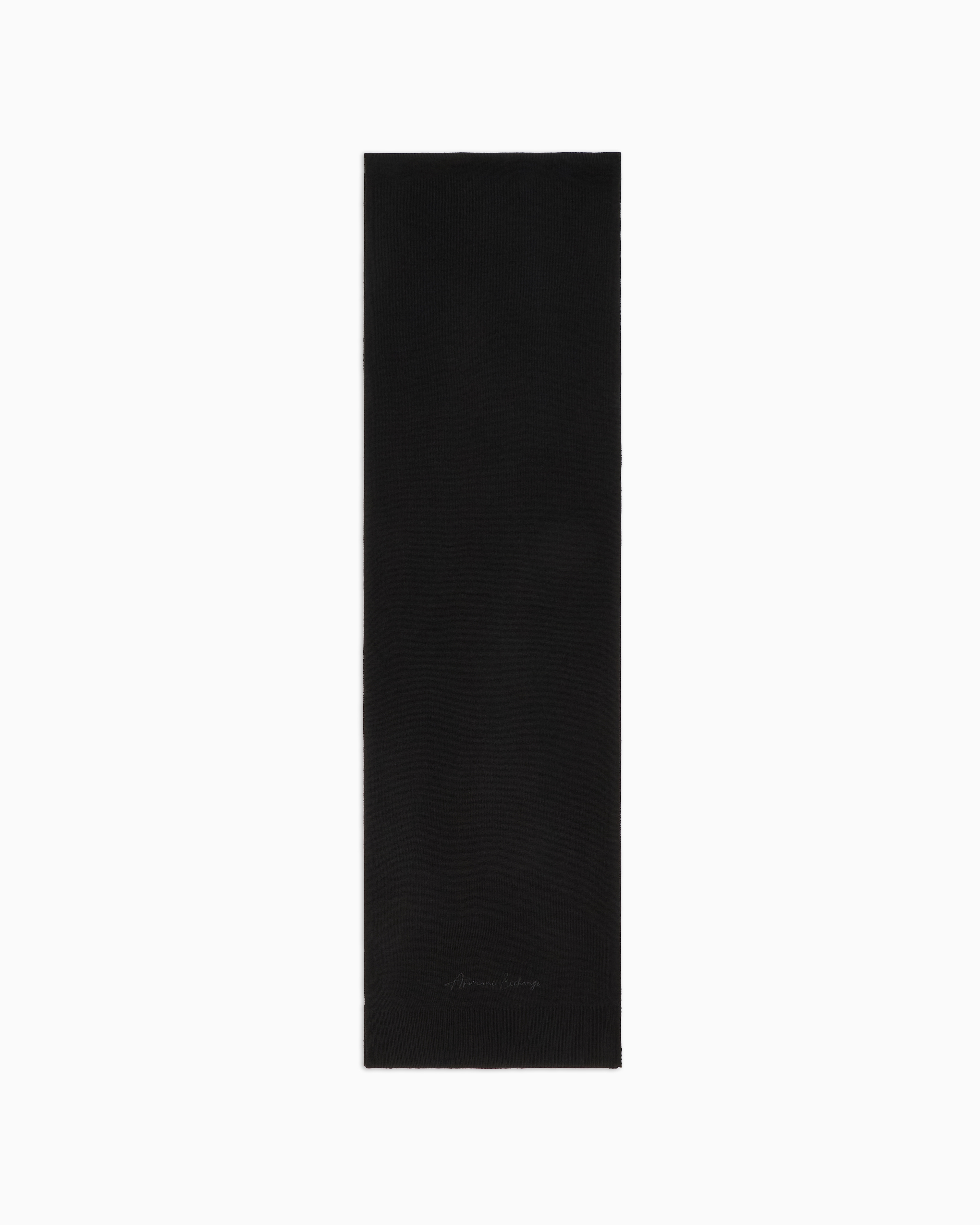 Shop Armani Exchange Scarf With Embroidered Logo In Black