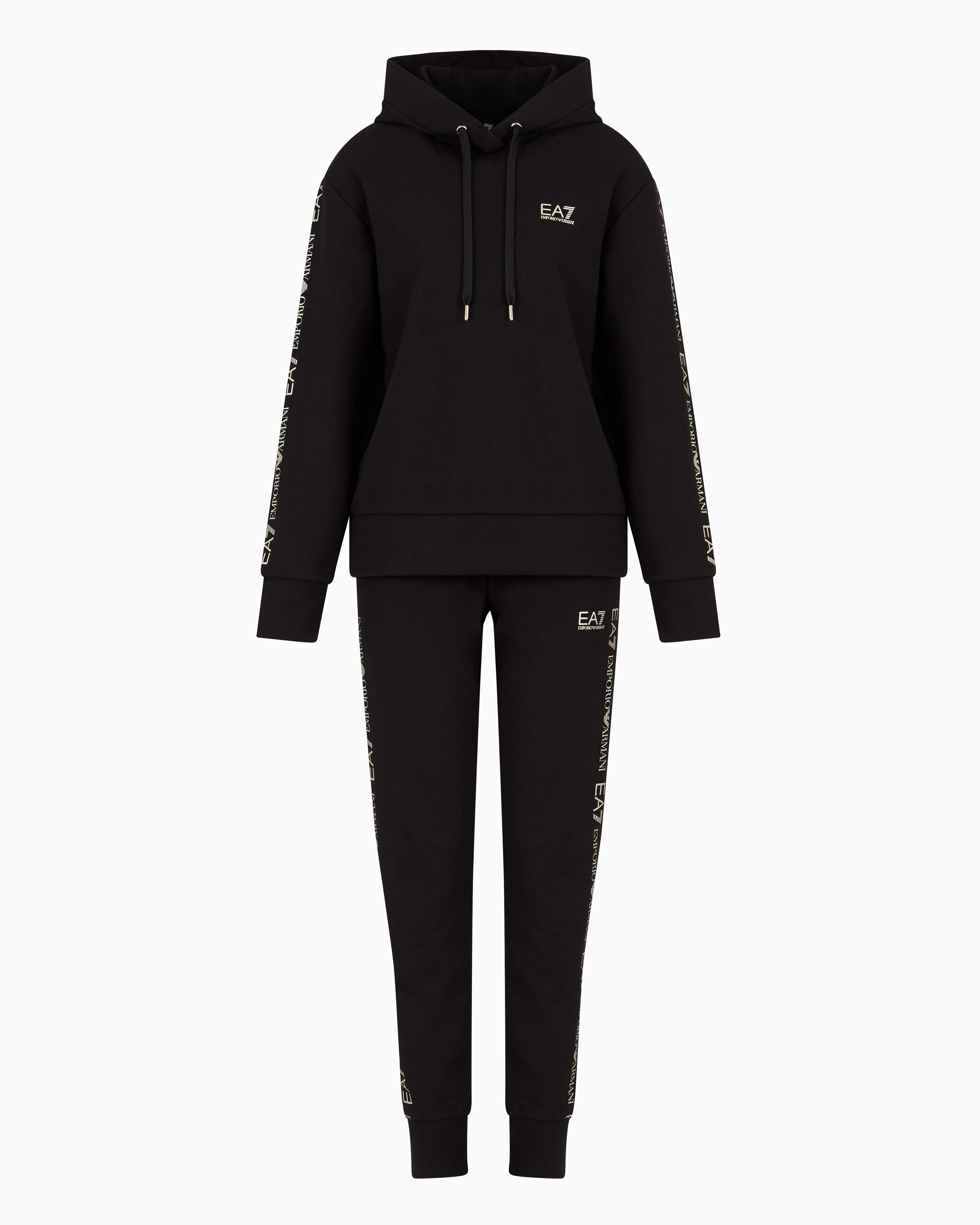 Ea7 Official Store Stretch-cotton Tracksuit In Noir