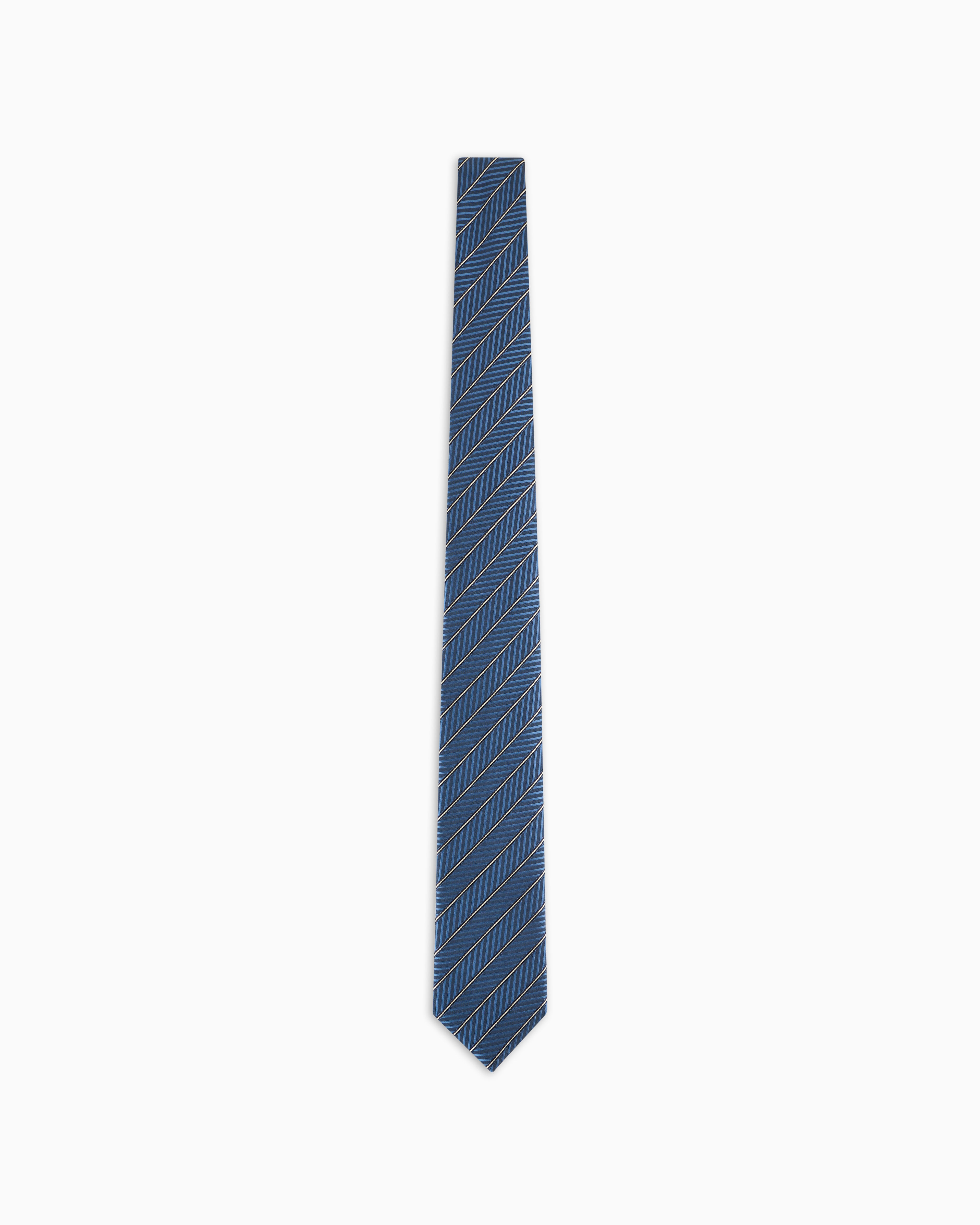 Giorgio Armani Official Store Silk Regimental Jacquard Tie In Blue