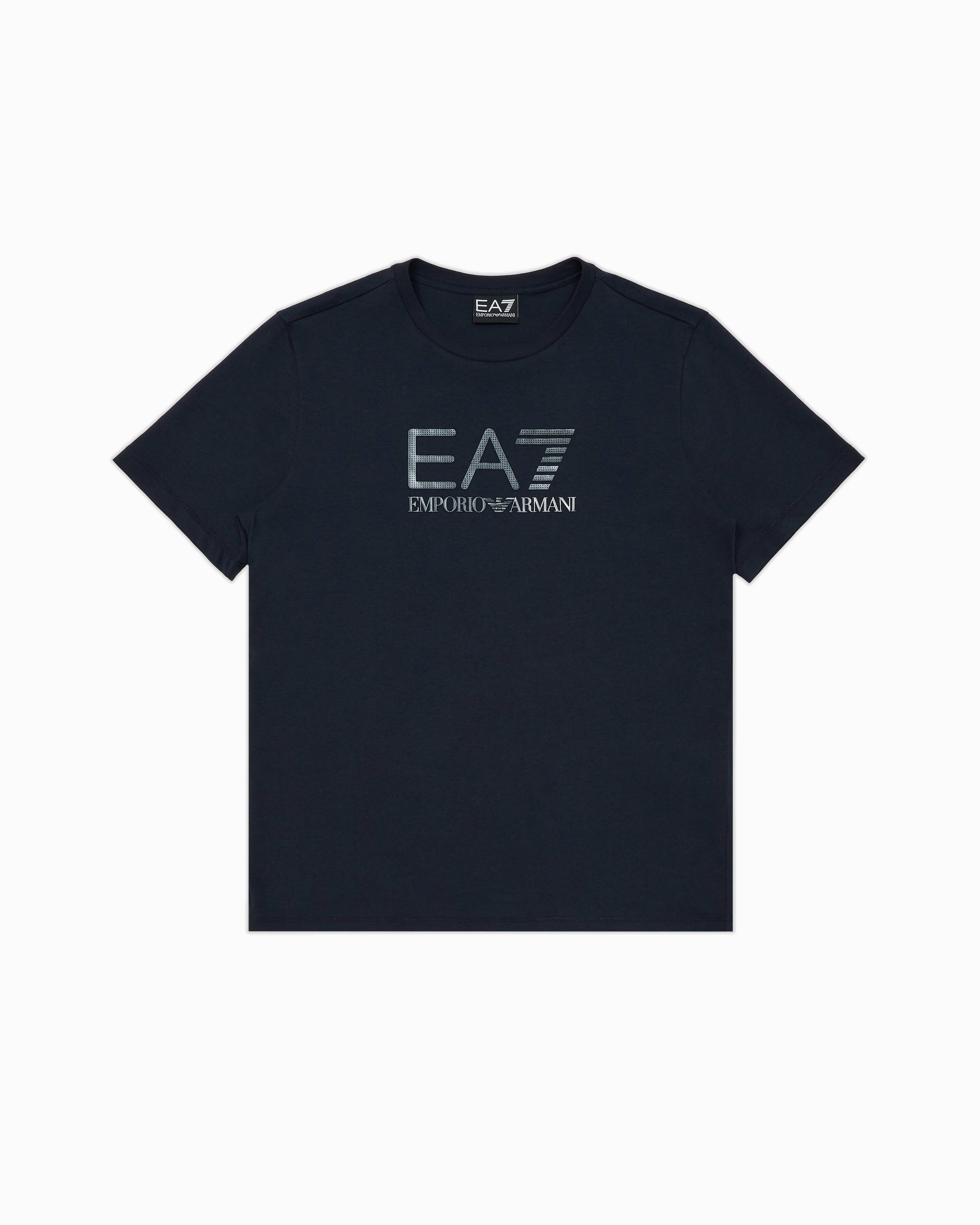 Ea7 Official Store Visibility Boy Cotton Short-sleeved T-shirt In Bleu Marine