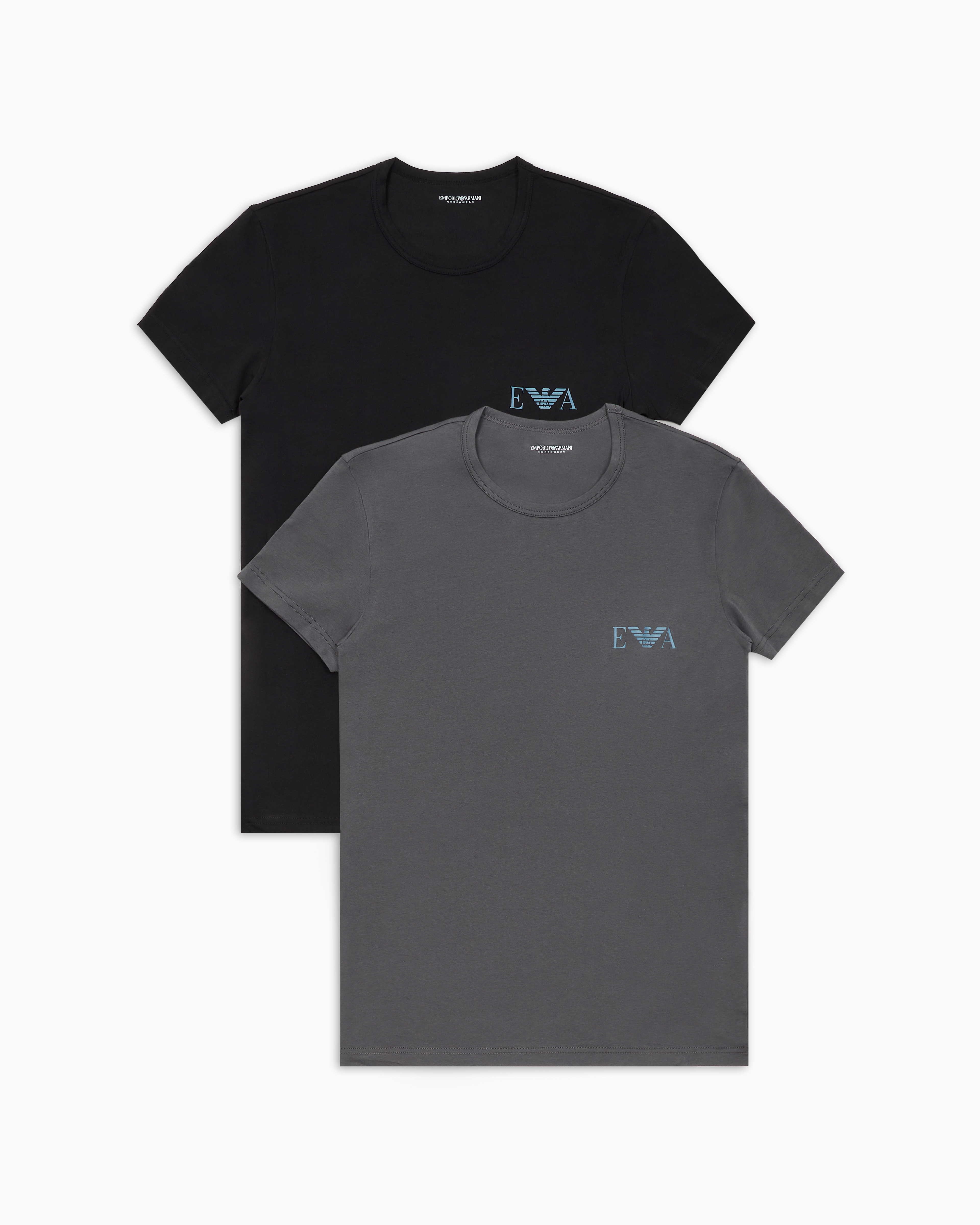 Shop Emporio Armani 2er-pack Loungewear T-shirts In Slim Fit Mit Auffälligem Monogramm-logo In Schwarz