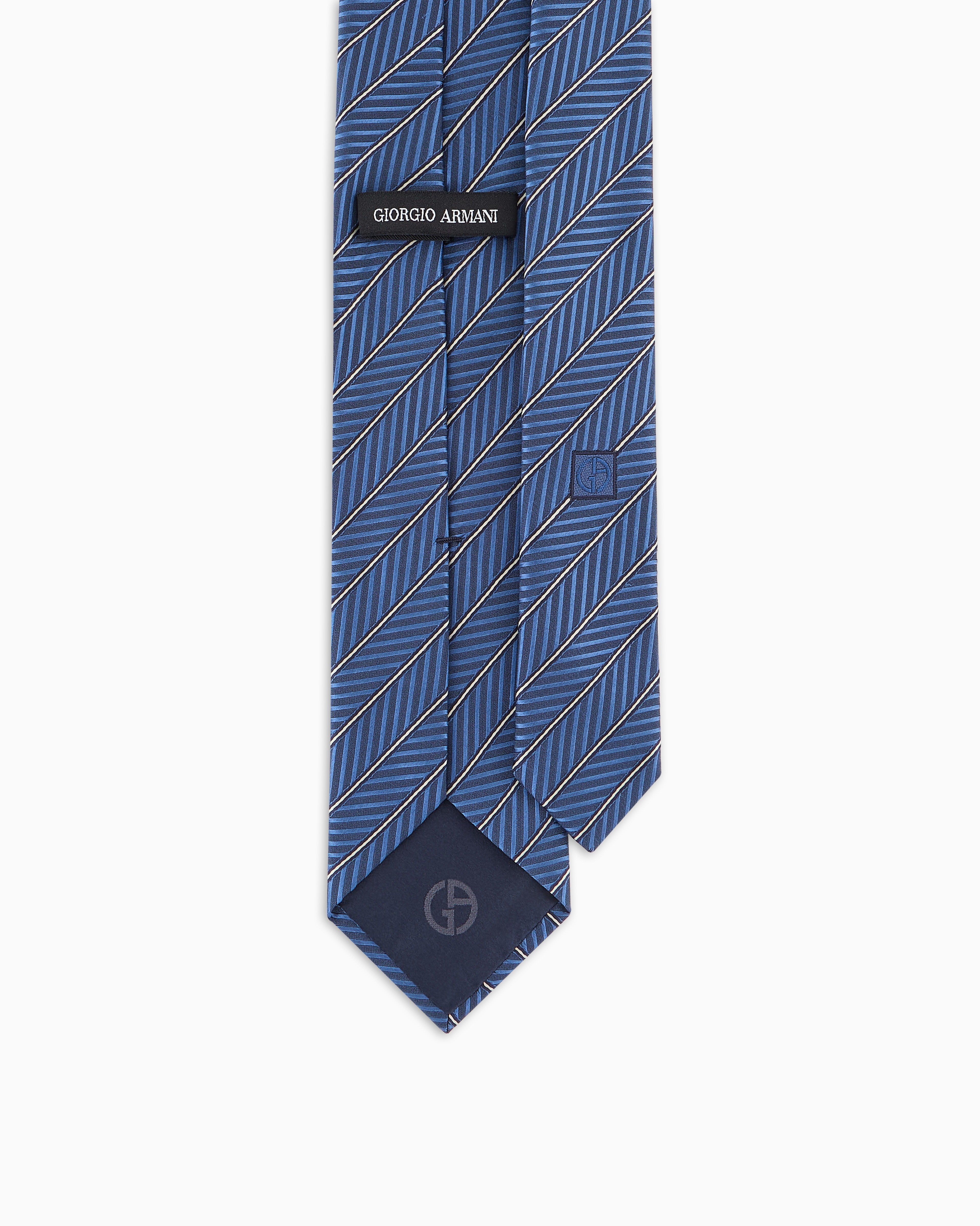 Shop Giorgio Armani Silk Regimental Jacquard Tie In Azure