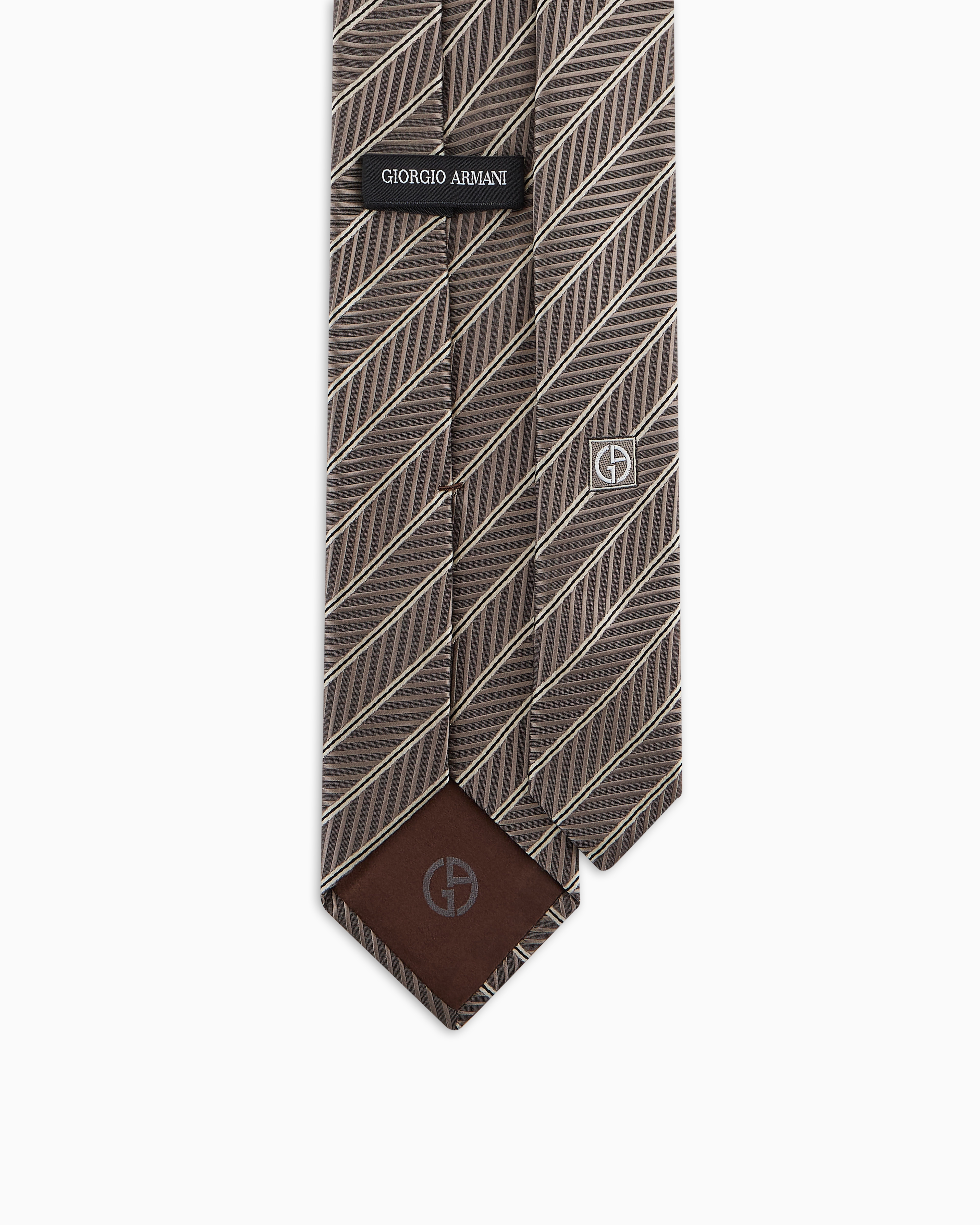 Shop Giorgio Armani Silk Regimental Jacquard Tie In Marron