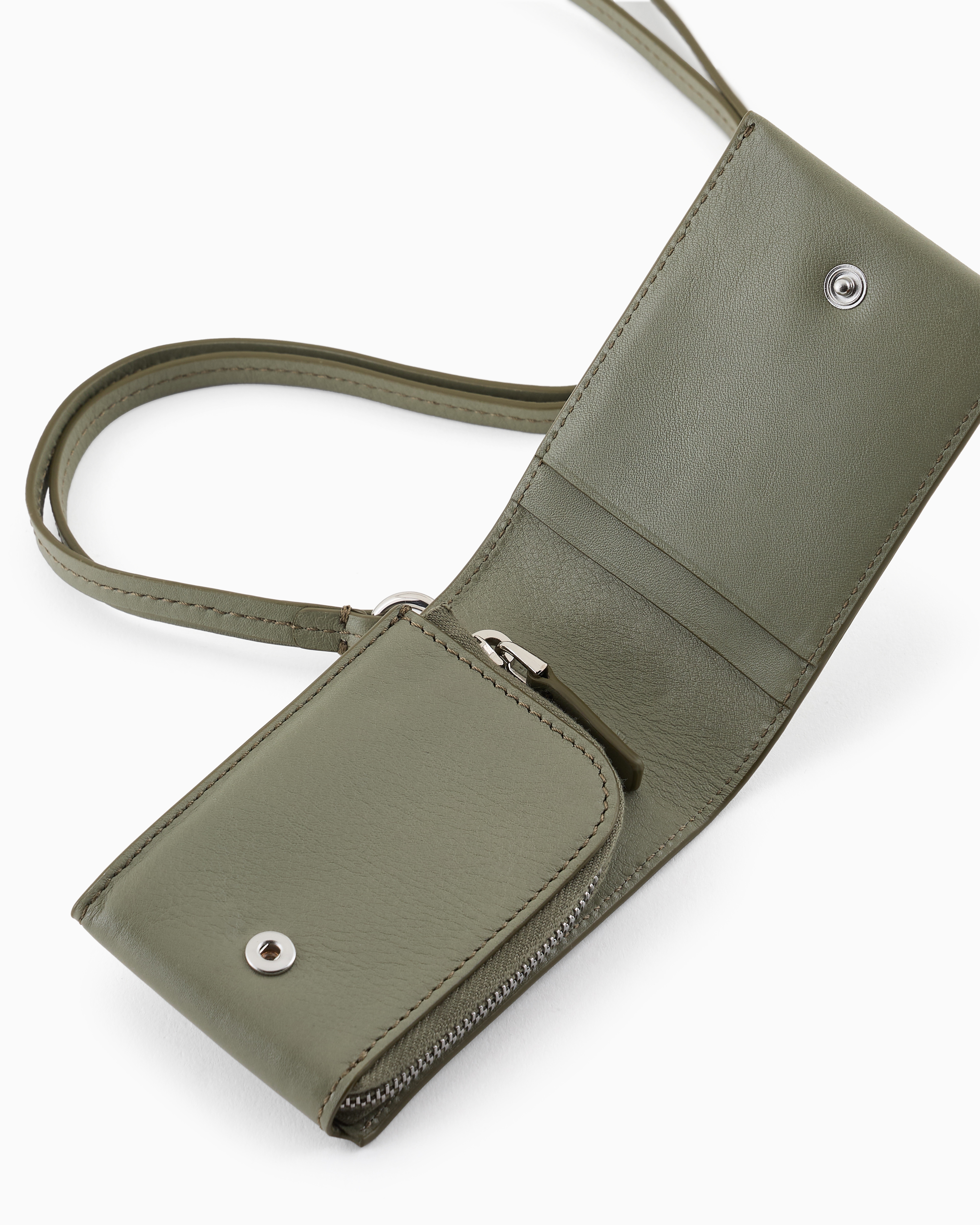 Shop Giorgio Armani Smooth Leather Card Holder In Green