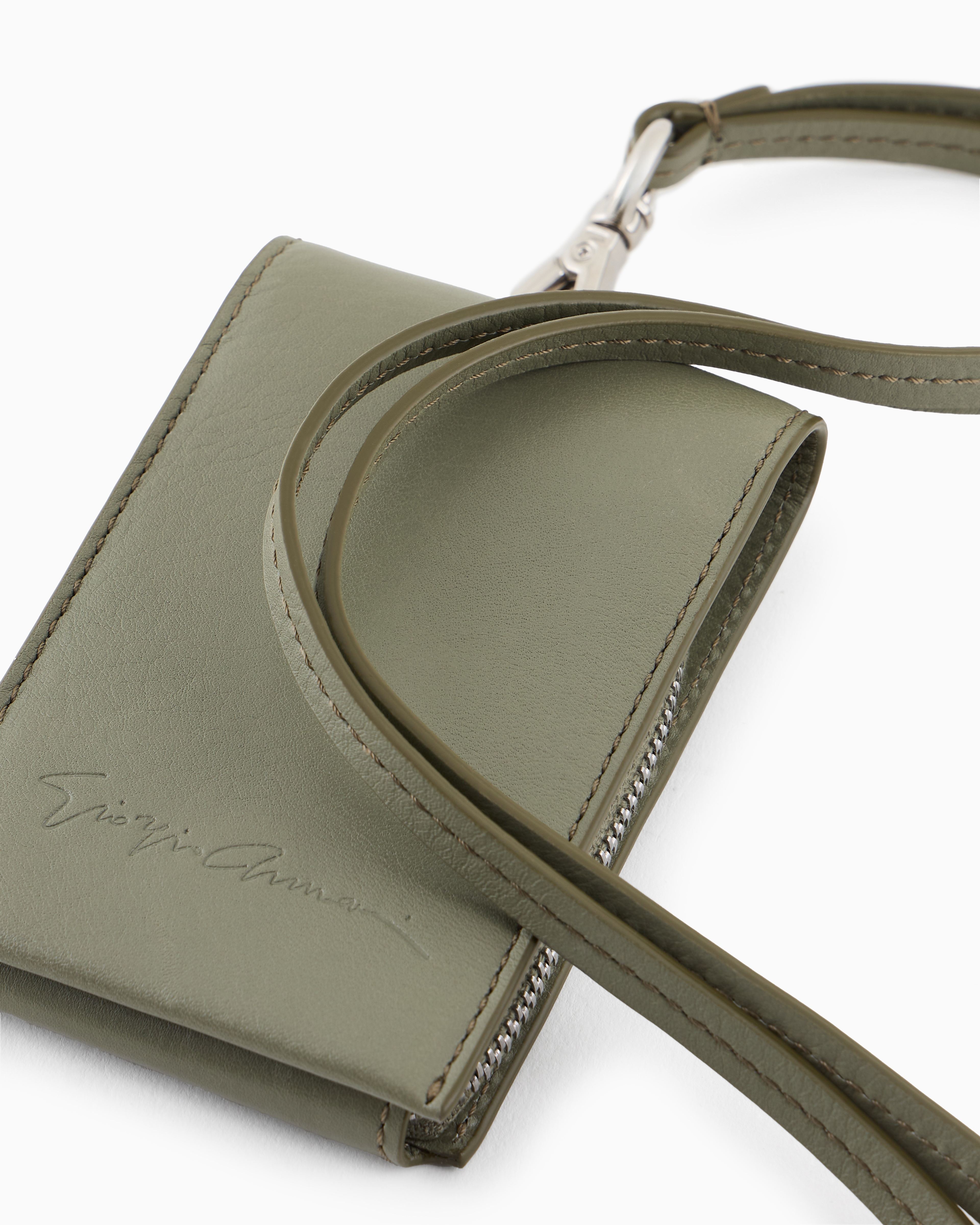 Shop Giorgio Armani Smooth Leather Card Holder In Green