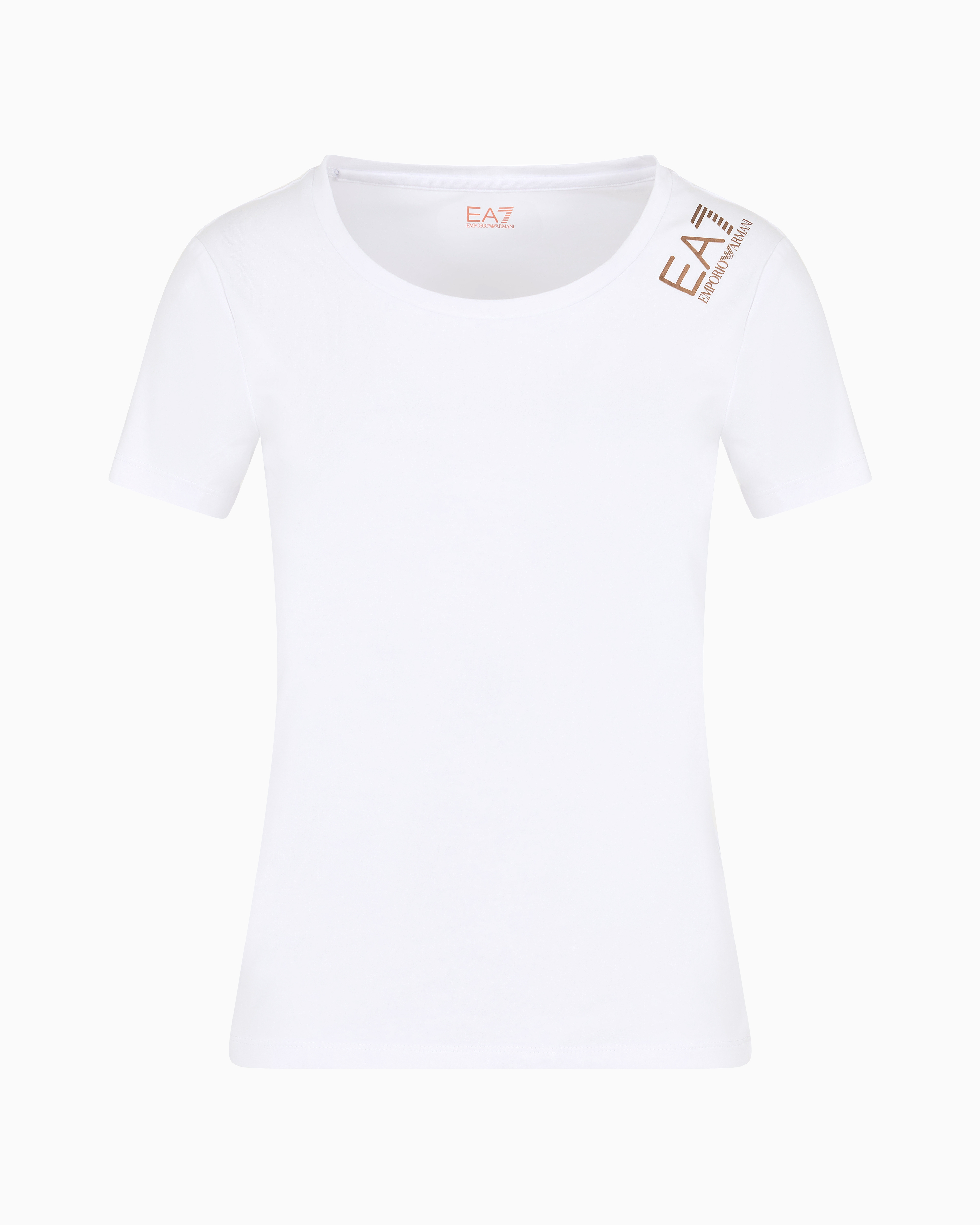 Ea7 Official Store Core Lady Stretch-cotton Short-sleeved T-shirt In White 1