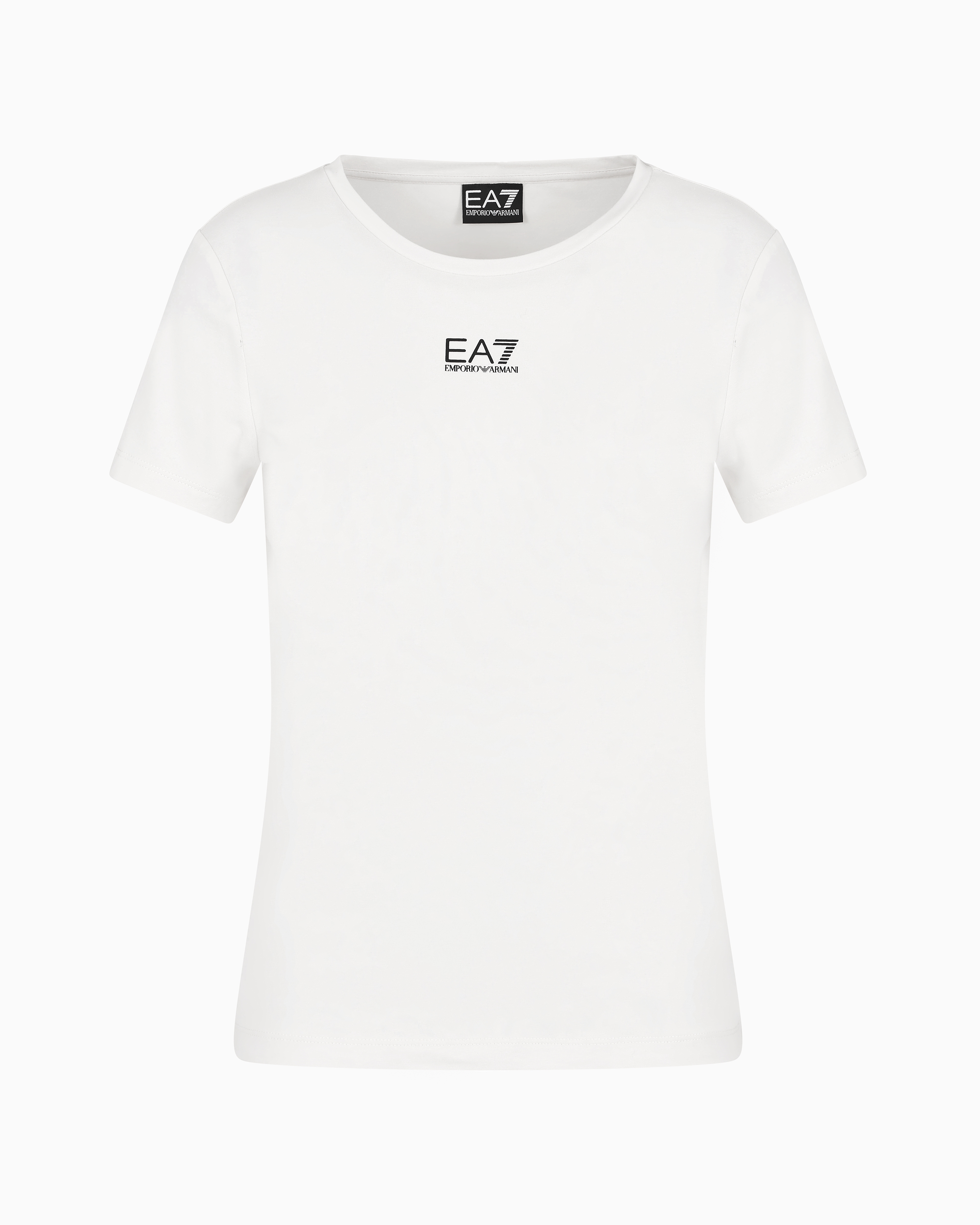 Ea7 Official Store Logo Series Stretch Cotton And Modal T-shirt In Neutral