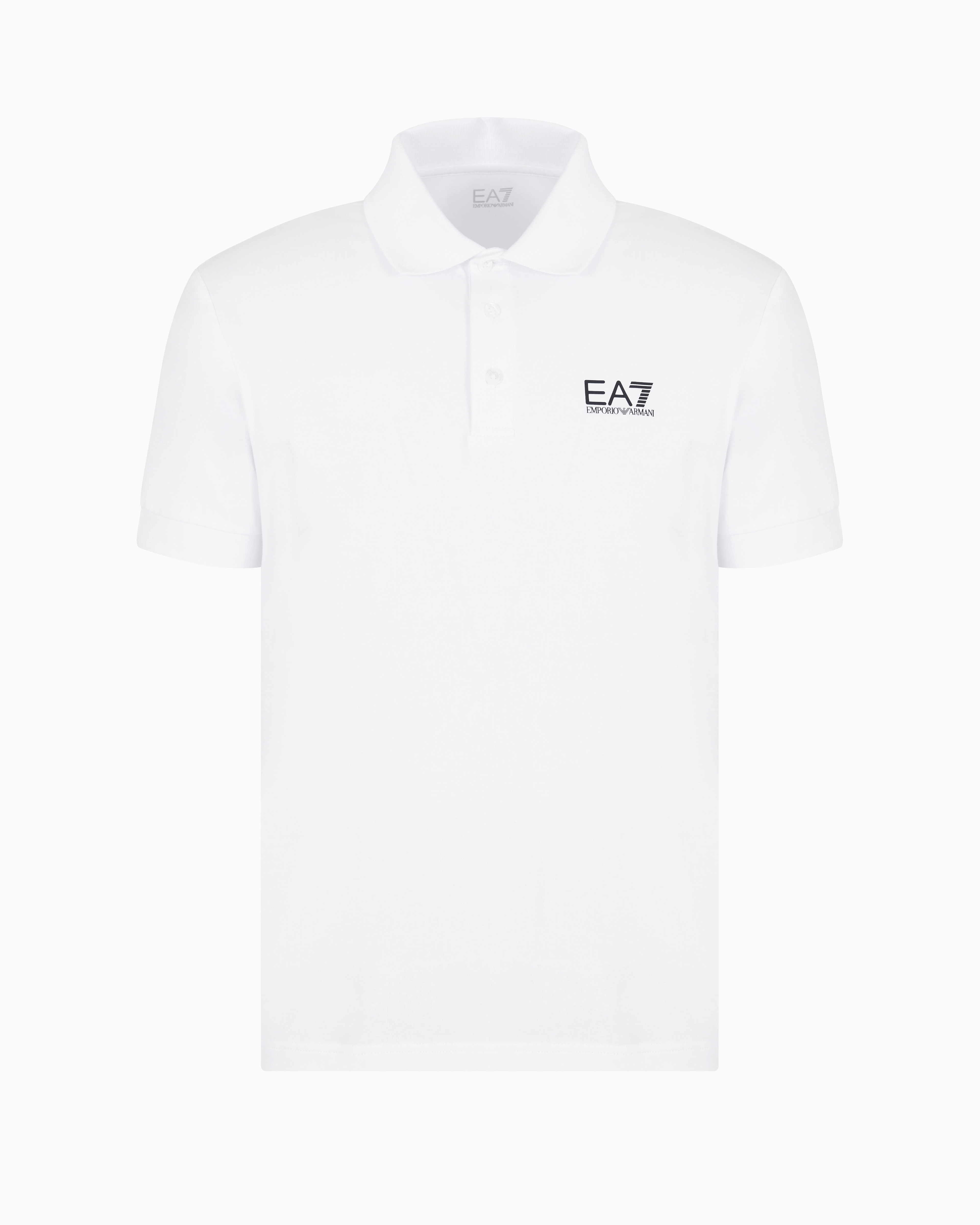 Ea7 Official Store Core Identity Stretch-cotton Polo Shirt In White