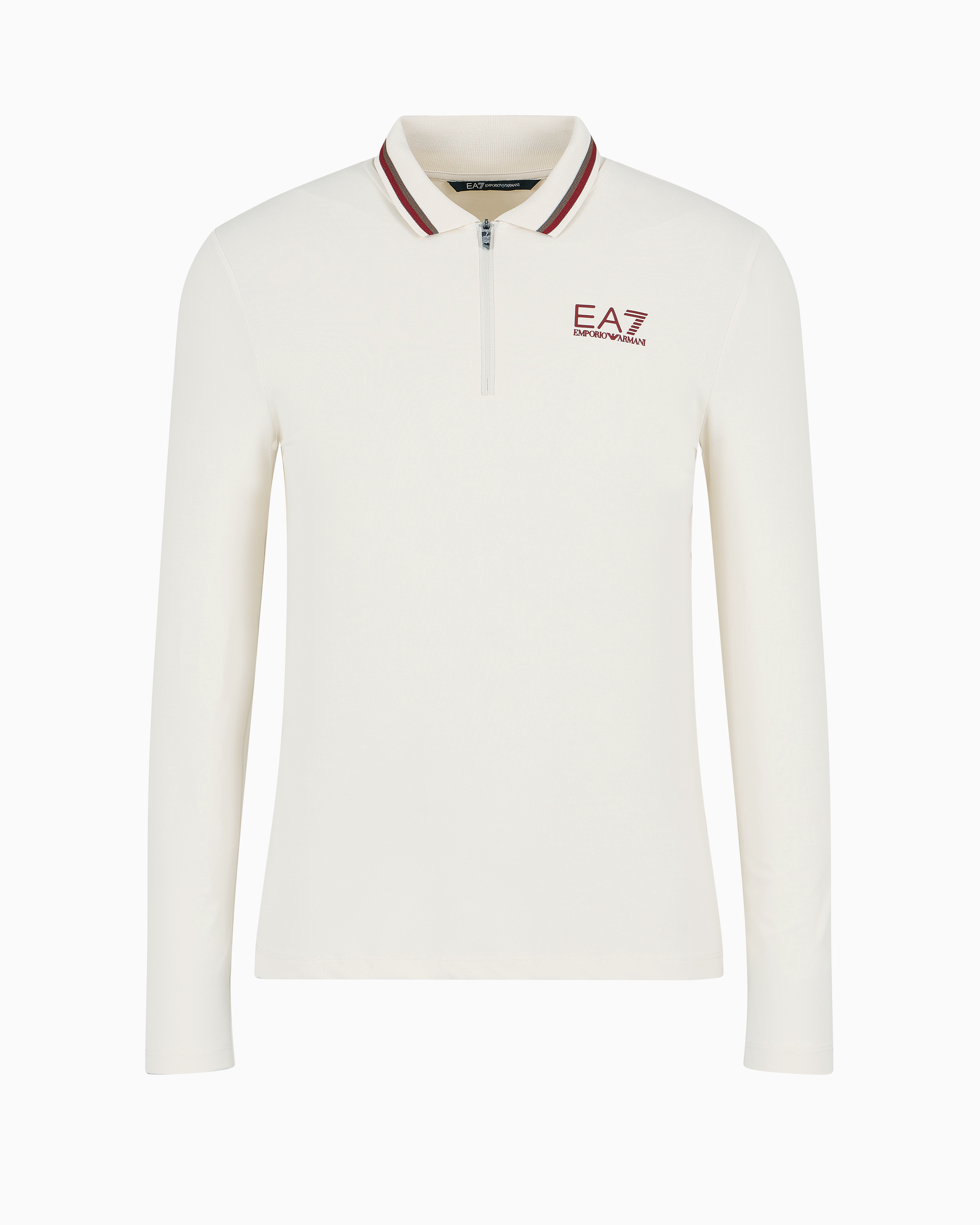 Shop Ea7 Golf Pro Long-sleeved Polo Shirt In Ventus7 Technical Fabric In White