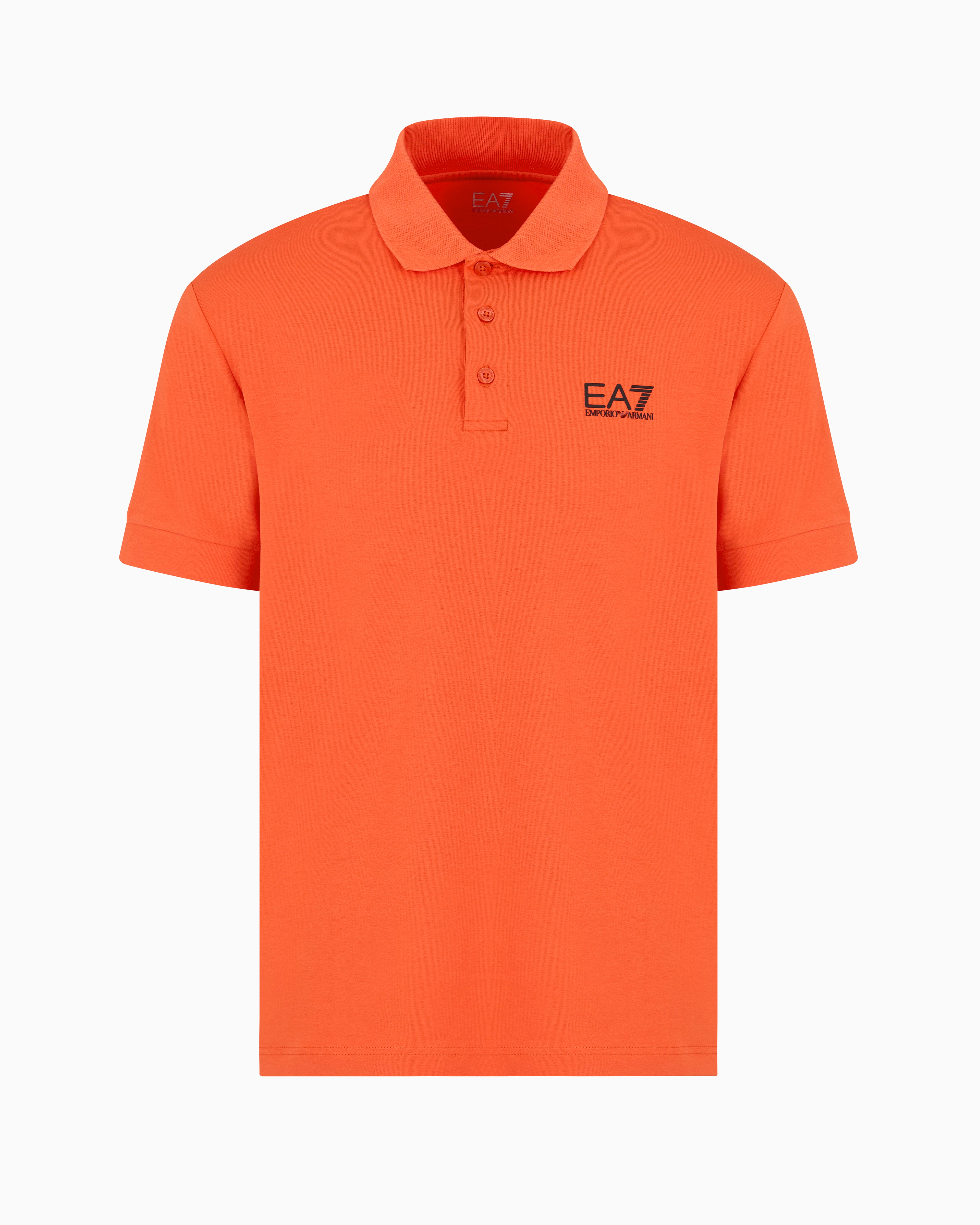 Ea7 Official Store Core Identity Stretch-cotton Polo Shirt In Orange