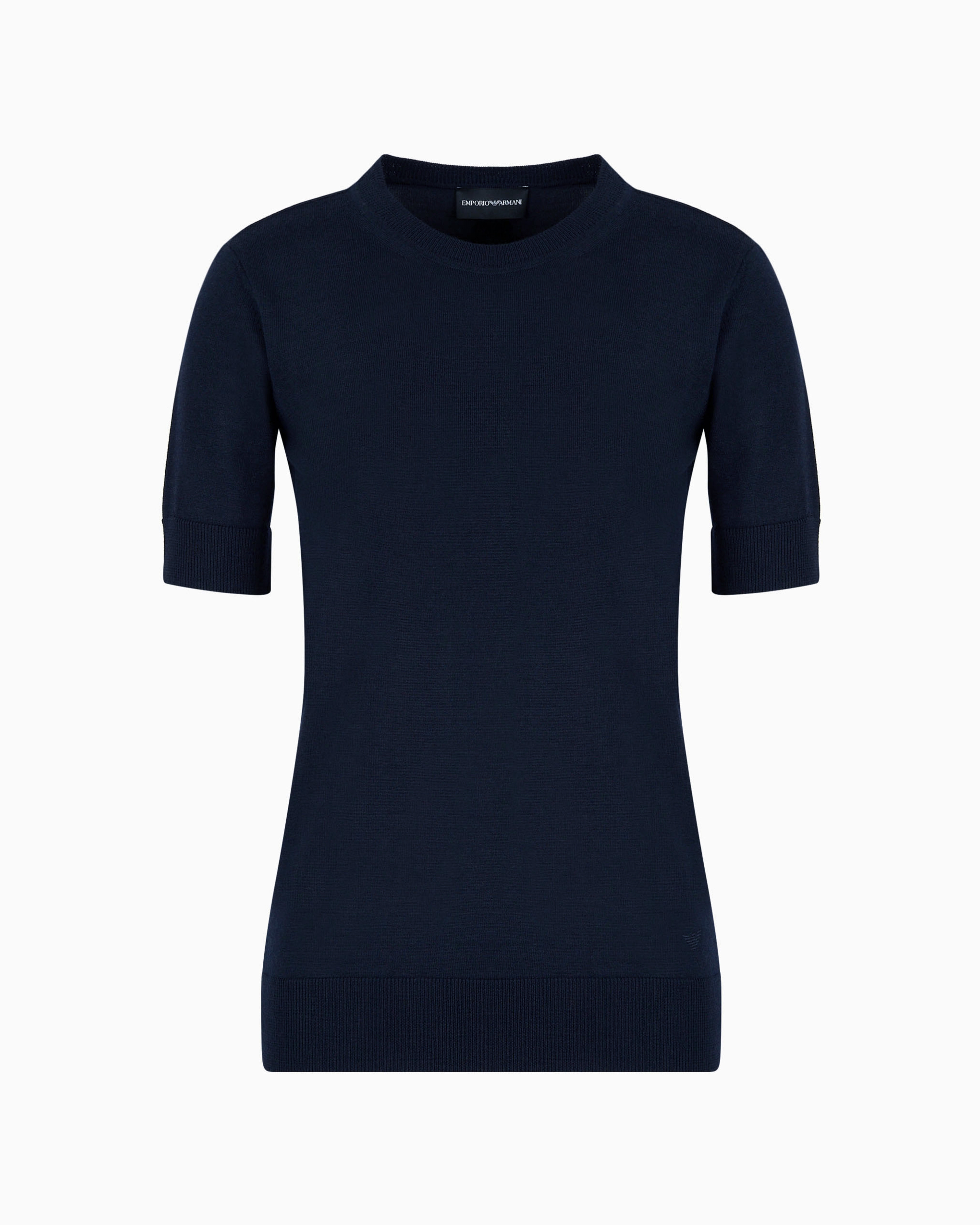 Emporio Armani Official Store Crew-neck Jumper In Pure Virgin Wool In Navy Blue