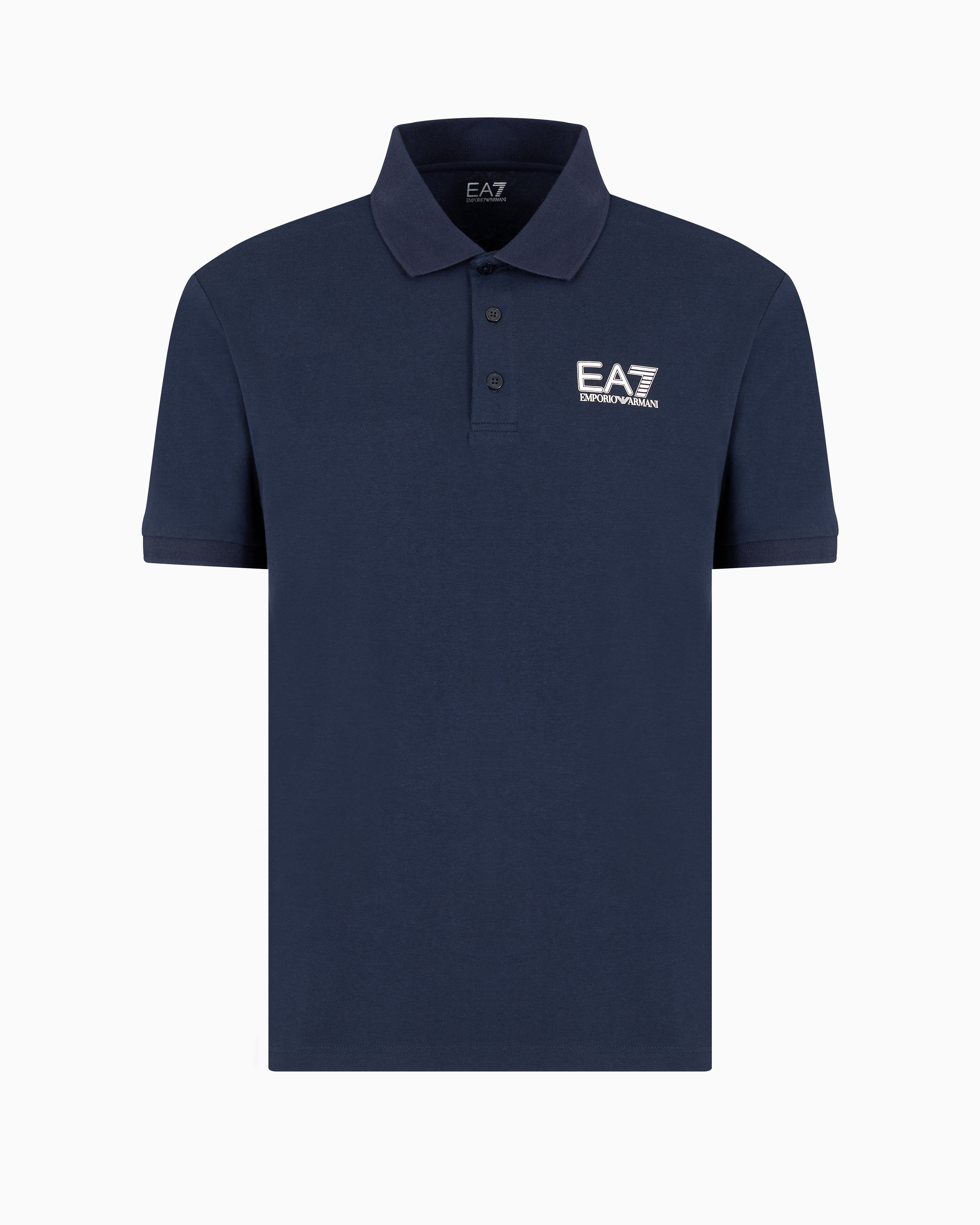 Ea7 Official Store Visibility Stretch-cotton Polo Shirt In Black