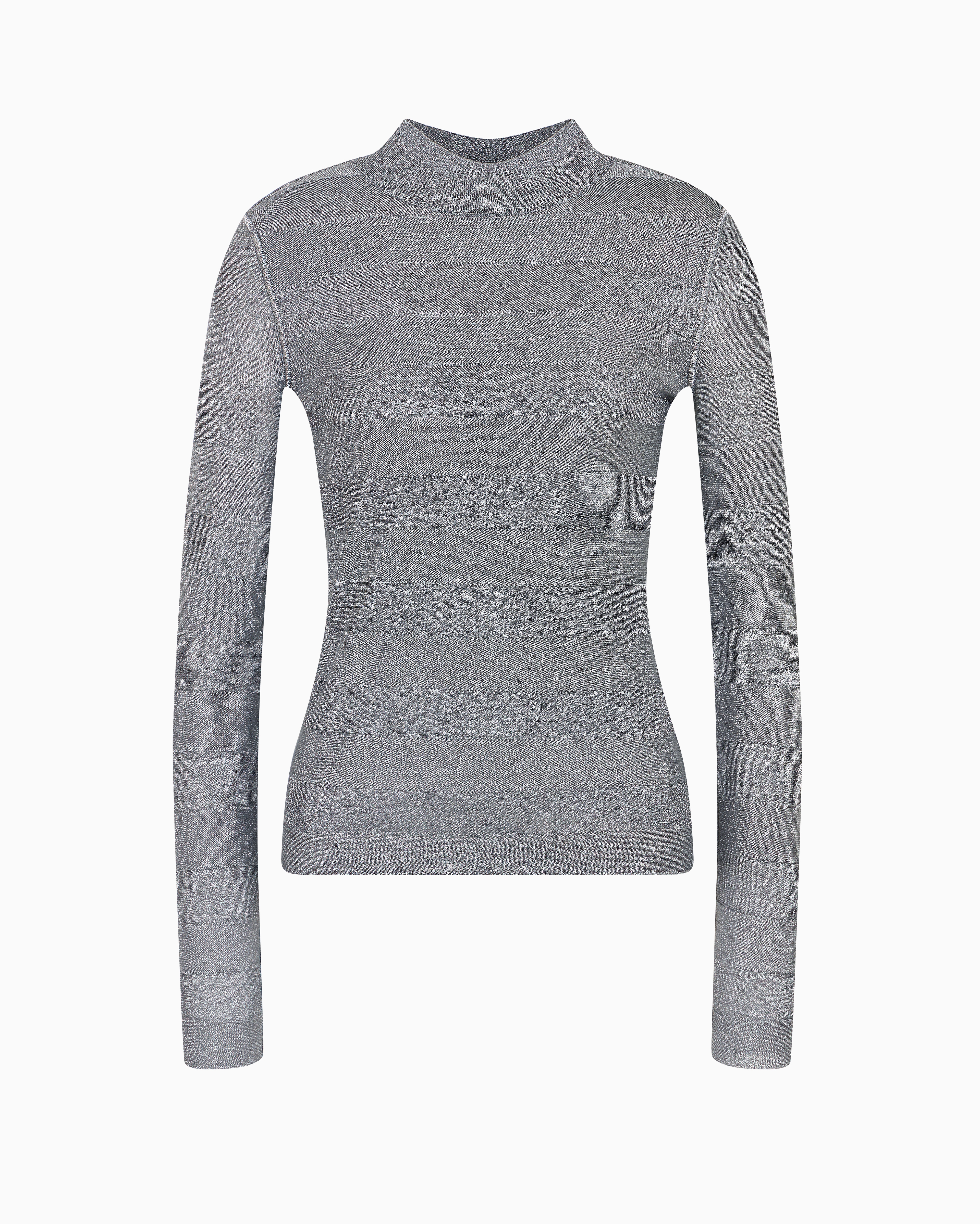 Emporio Armani Official Store Seamless Mock-neck Jumper In A Viscose Knit And Purl Construction In Gray