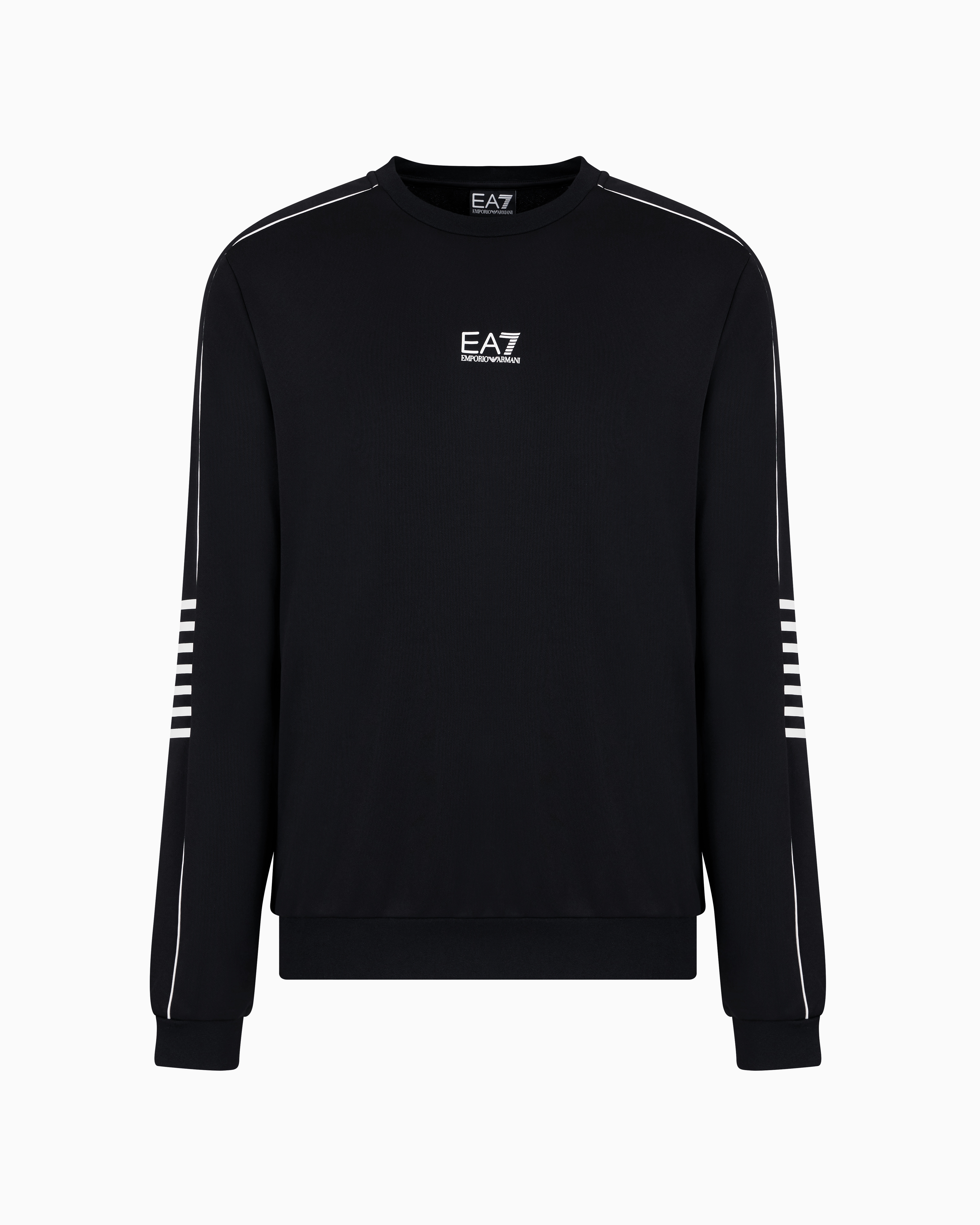 Ea7 Official Store Core Identity Technical-fabric Crew-neck Sweatshirt In Black