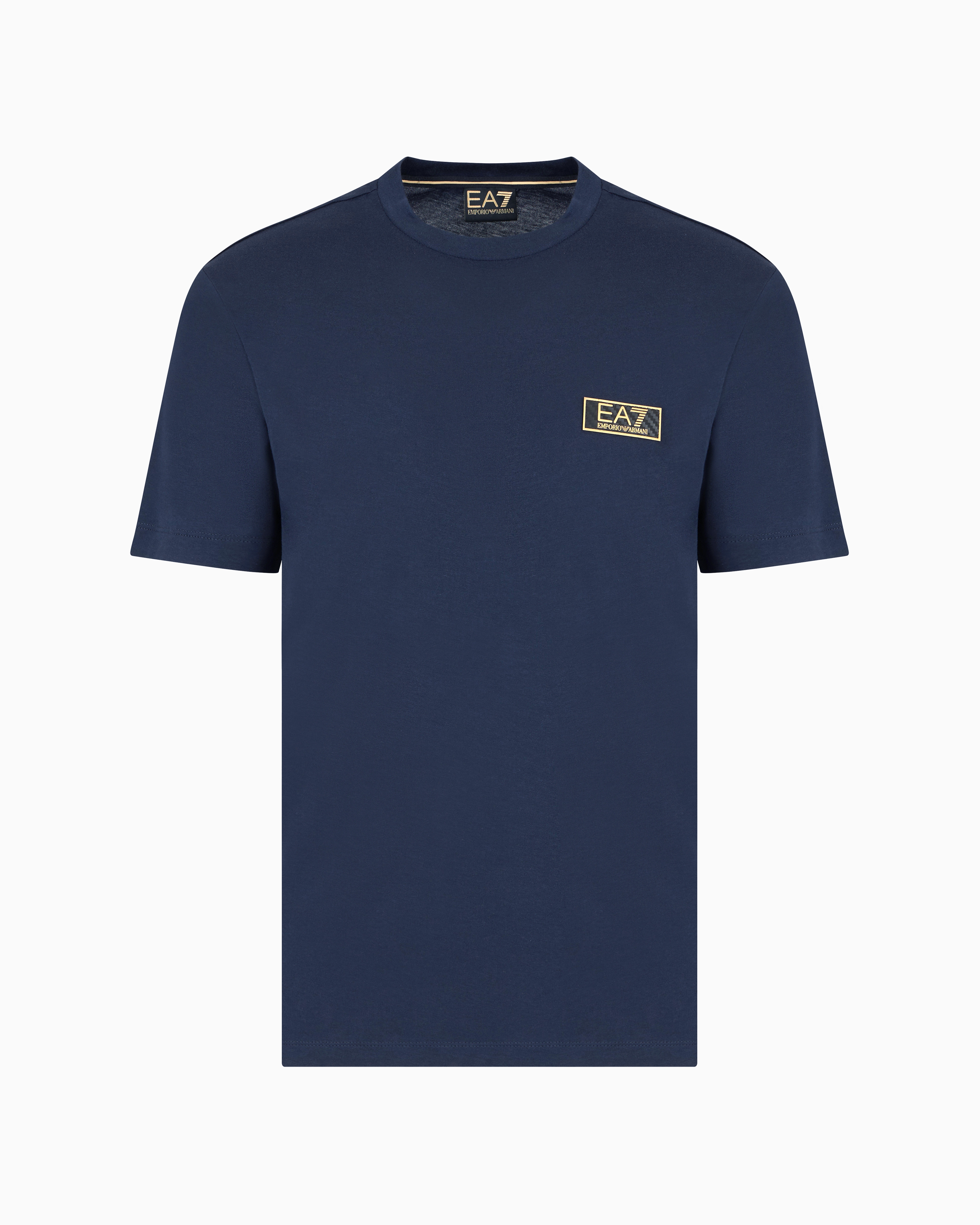 Ea7 Official Store Gold Label Cotton Jersey T-shirt In Blue