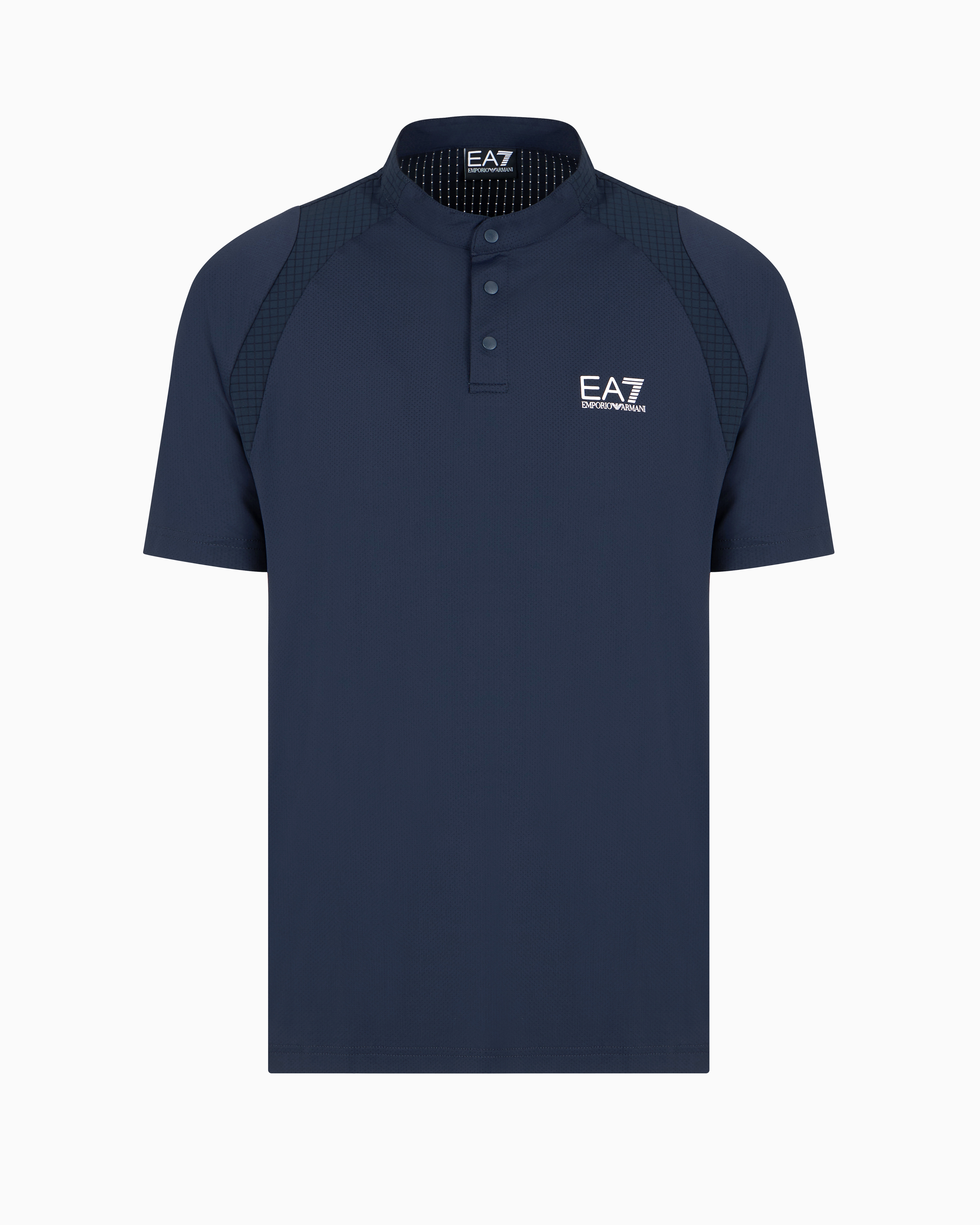 Ea7 Official Store Tennis Pro Henley-collar Polo Shirt In Ventus7 Technical Fabric In Blue