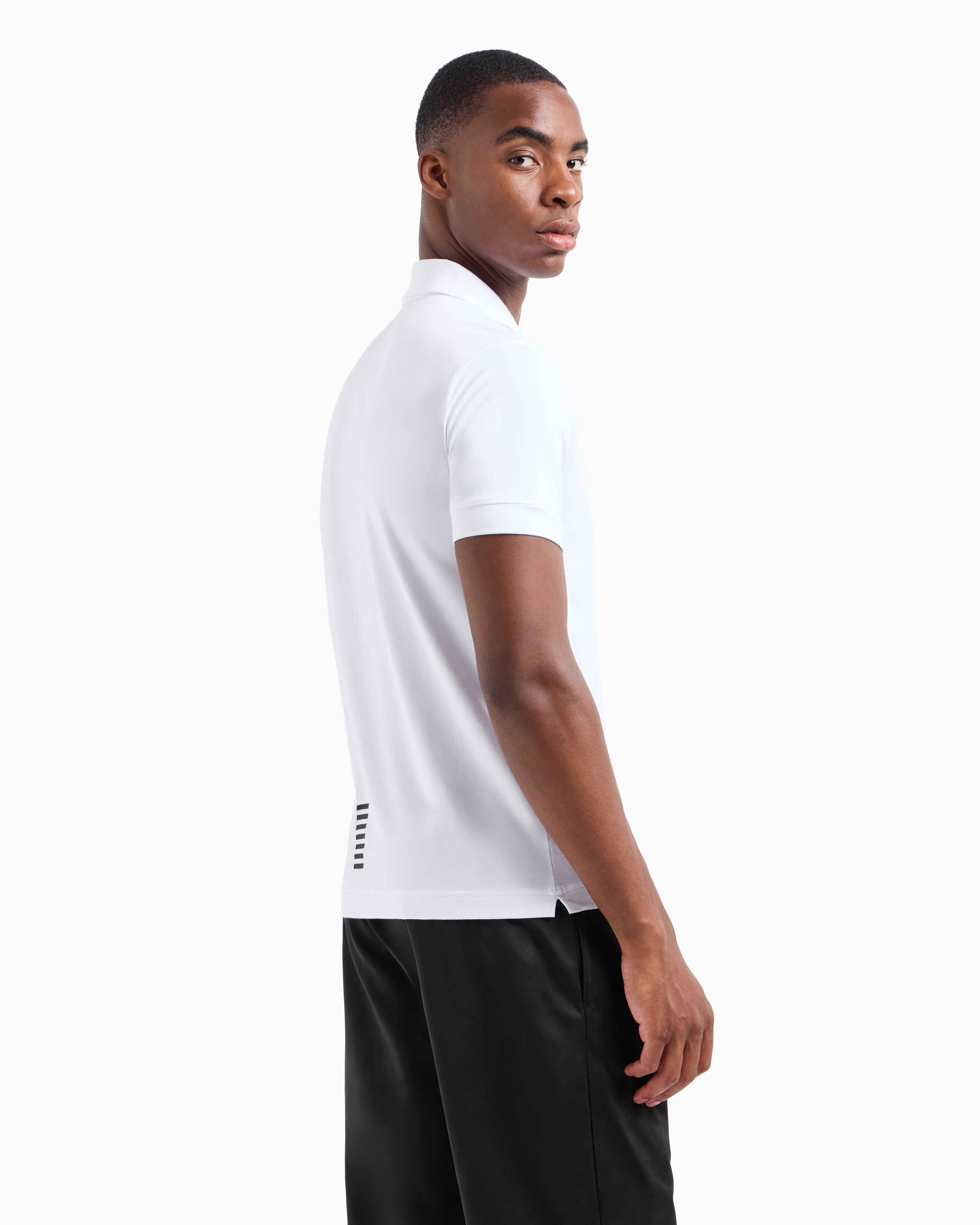 Ea7 Official Store Core Identity Stretch-cotton Polo Shirt In White