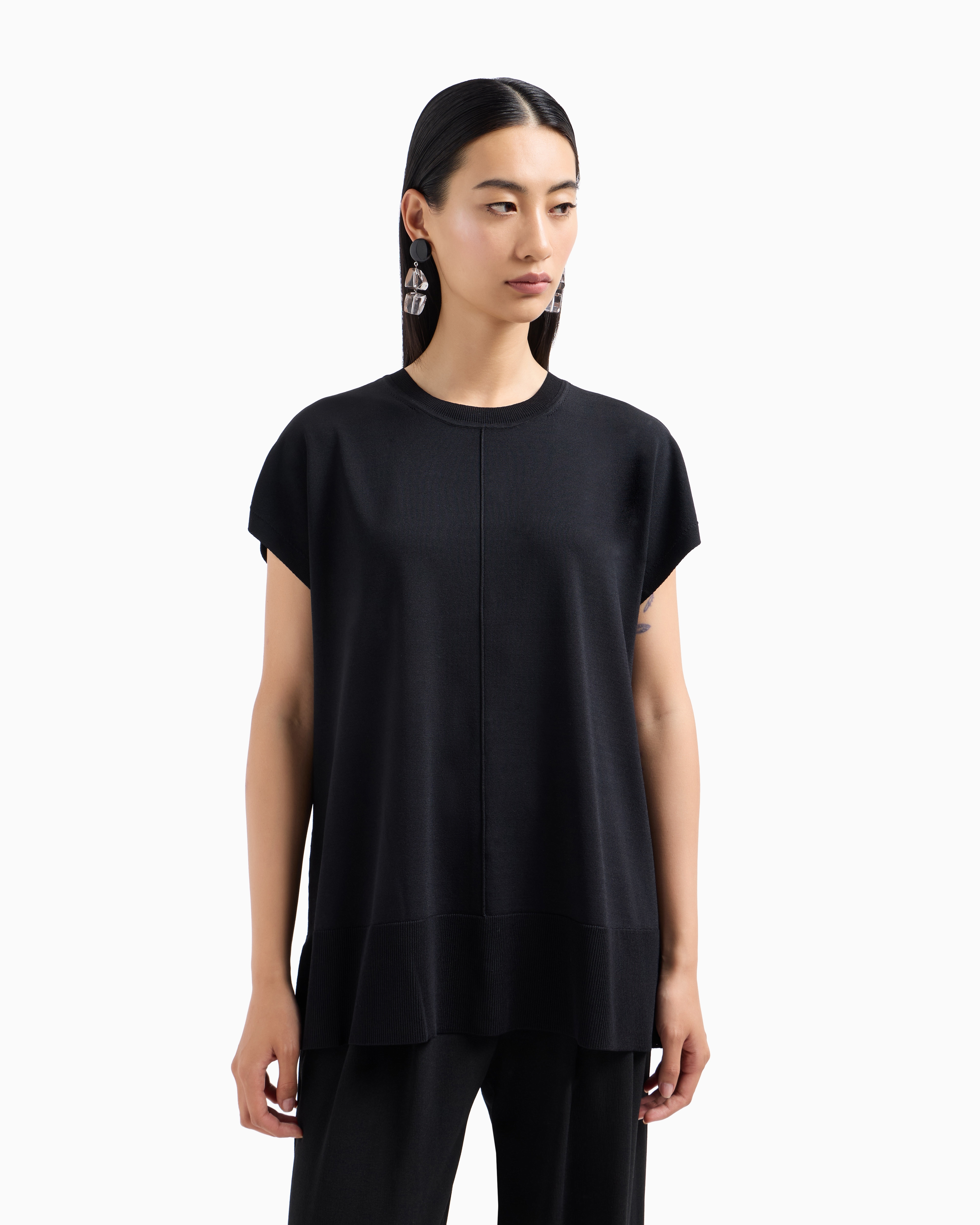 EMPORIO ARMANI MILANO-STITCH FABRIC OVERSIZED JUMPER WITH BUTTONS