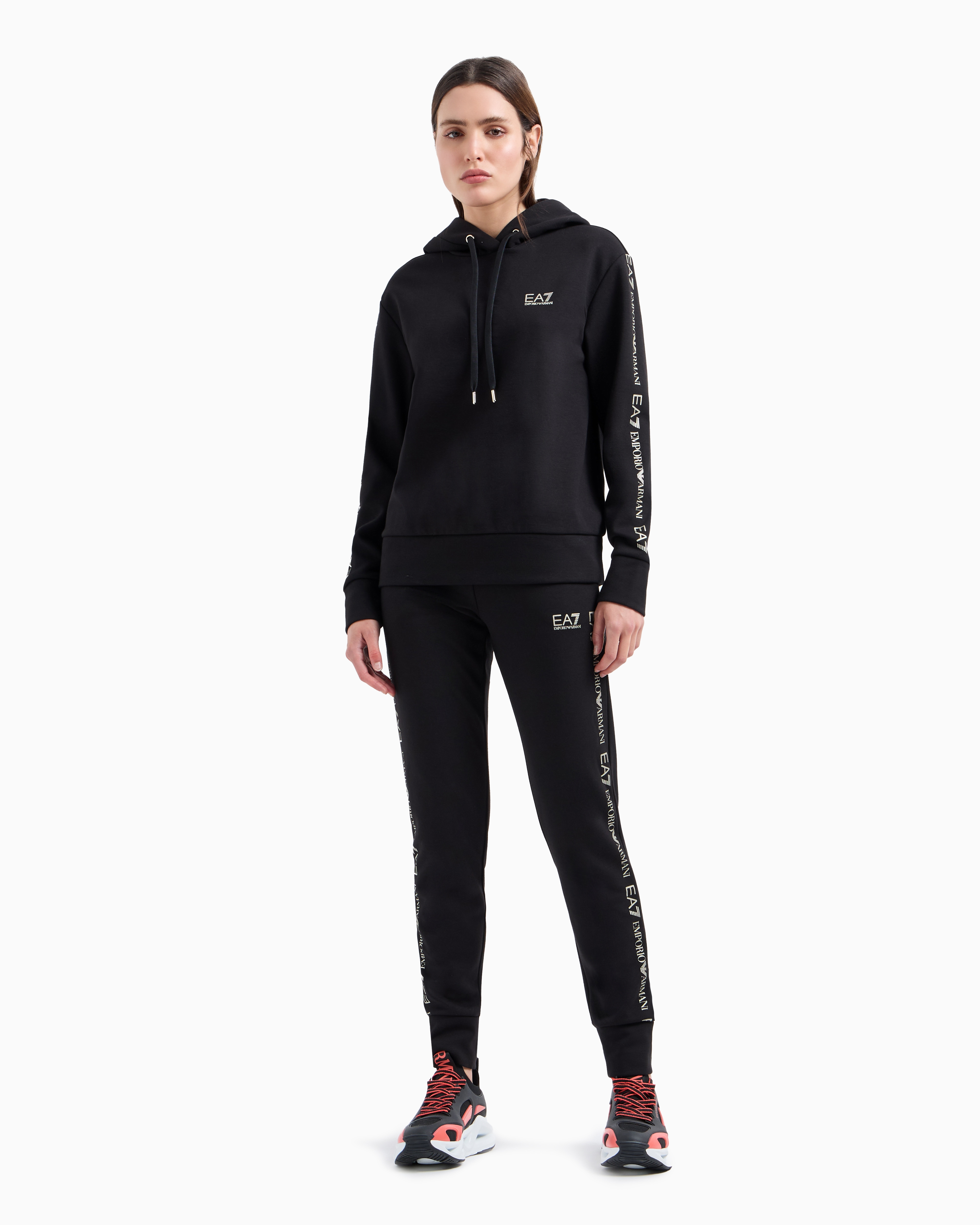 Shop Ea7 Stretch-cotton Tracksuit In Noir