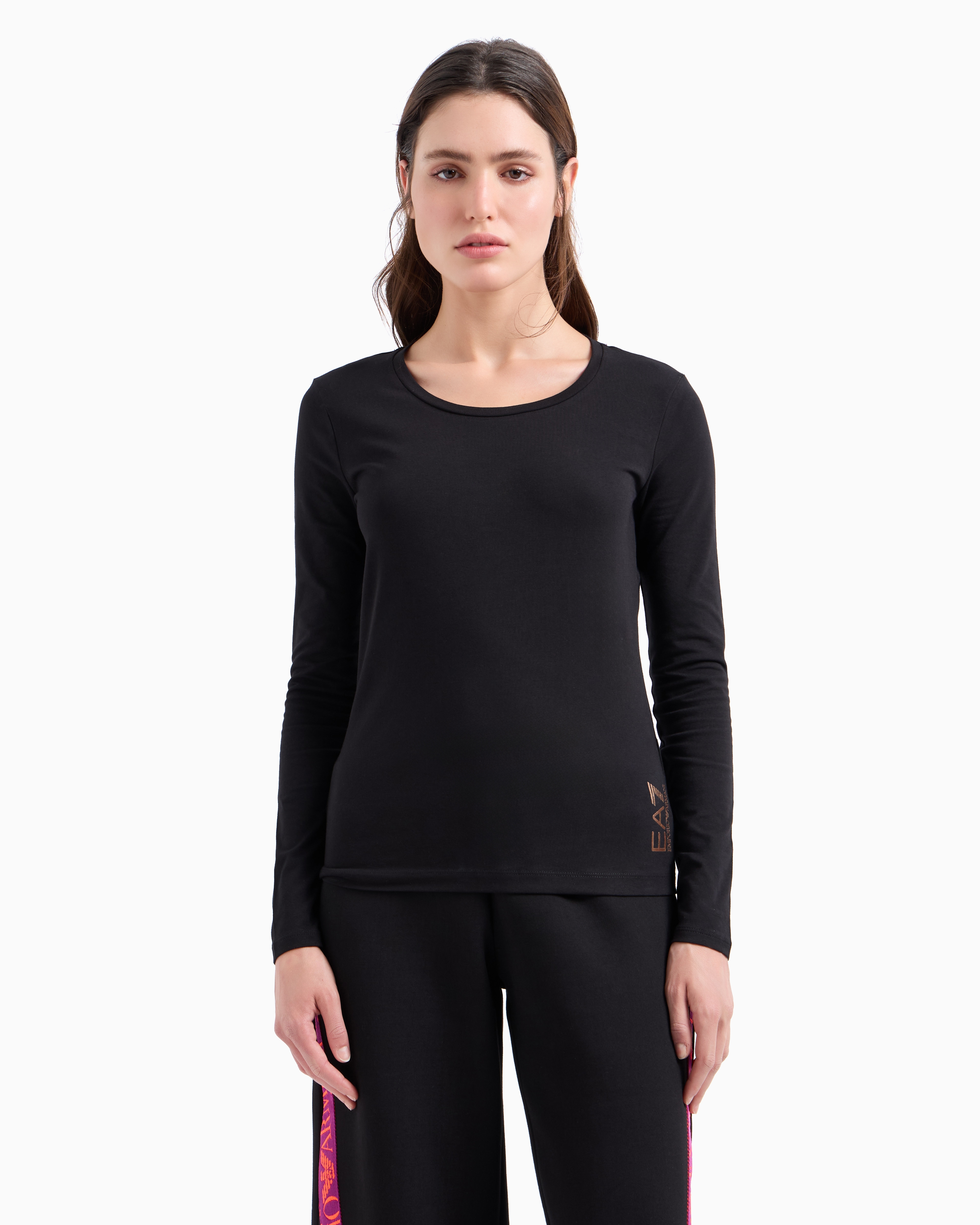 Shop Ea7 Long Sleeves T-shirts In Noir