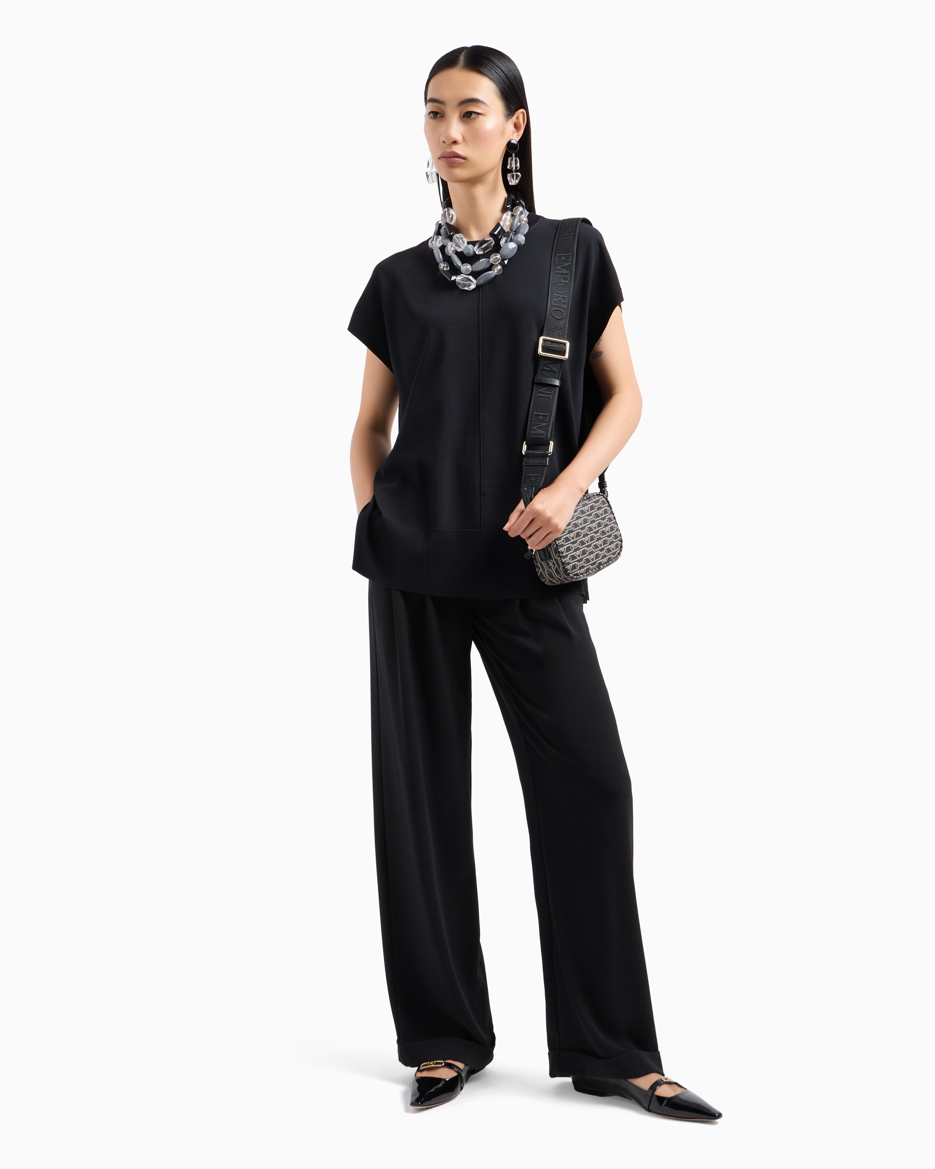 EMPORIO ARMANI MILANO-STITCH FABRIC OVERSIZED JUMPER WITH BUTTONS