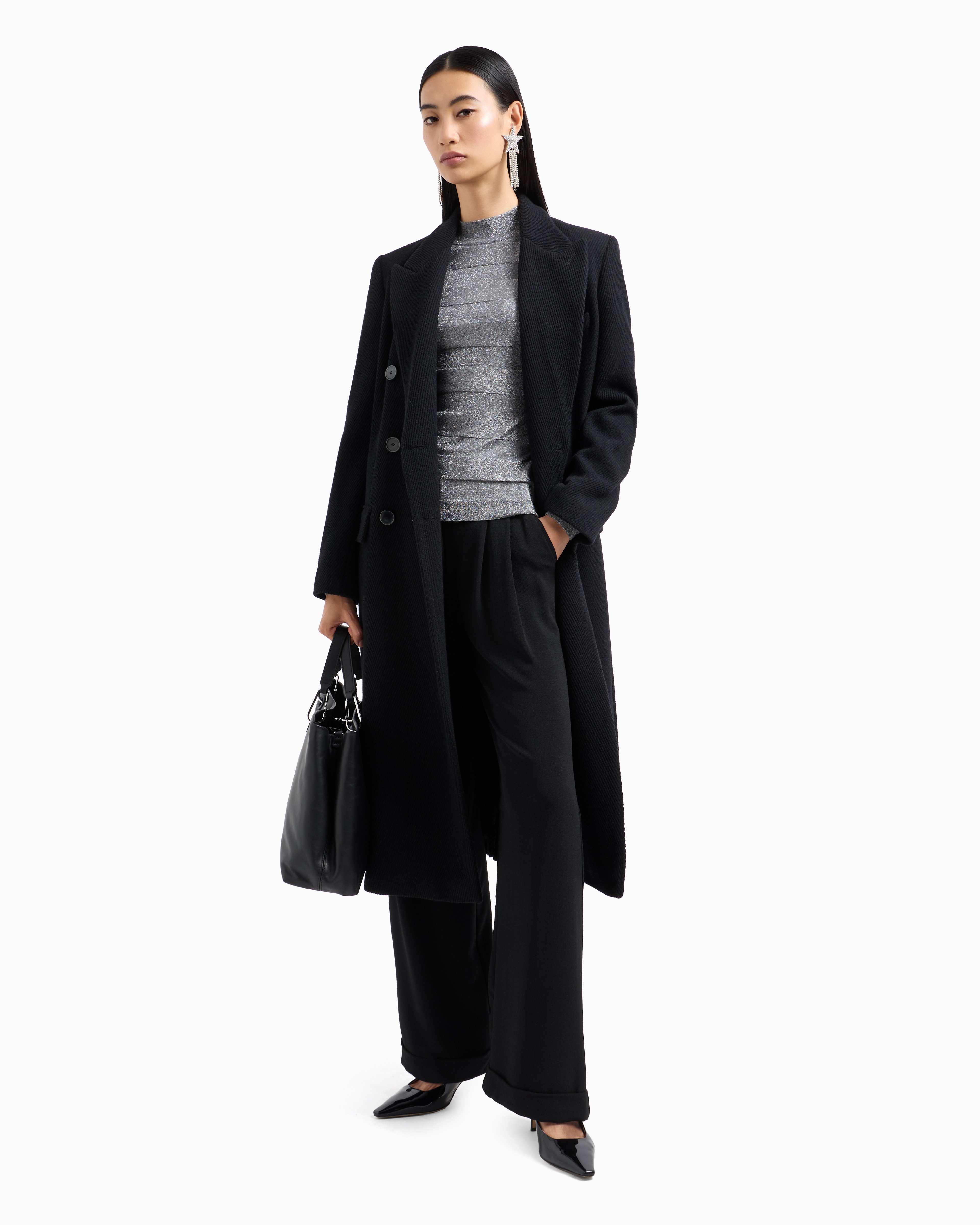 Emporio Armani Official Store Seamless Mock-neck Jumper In A Viscose Knit And Purl Construction In Gray