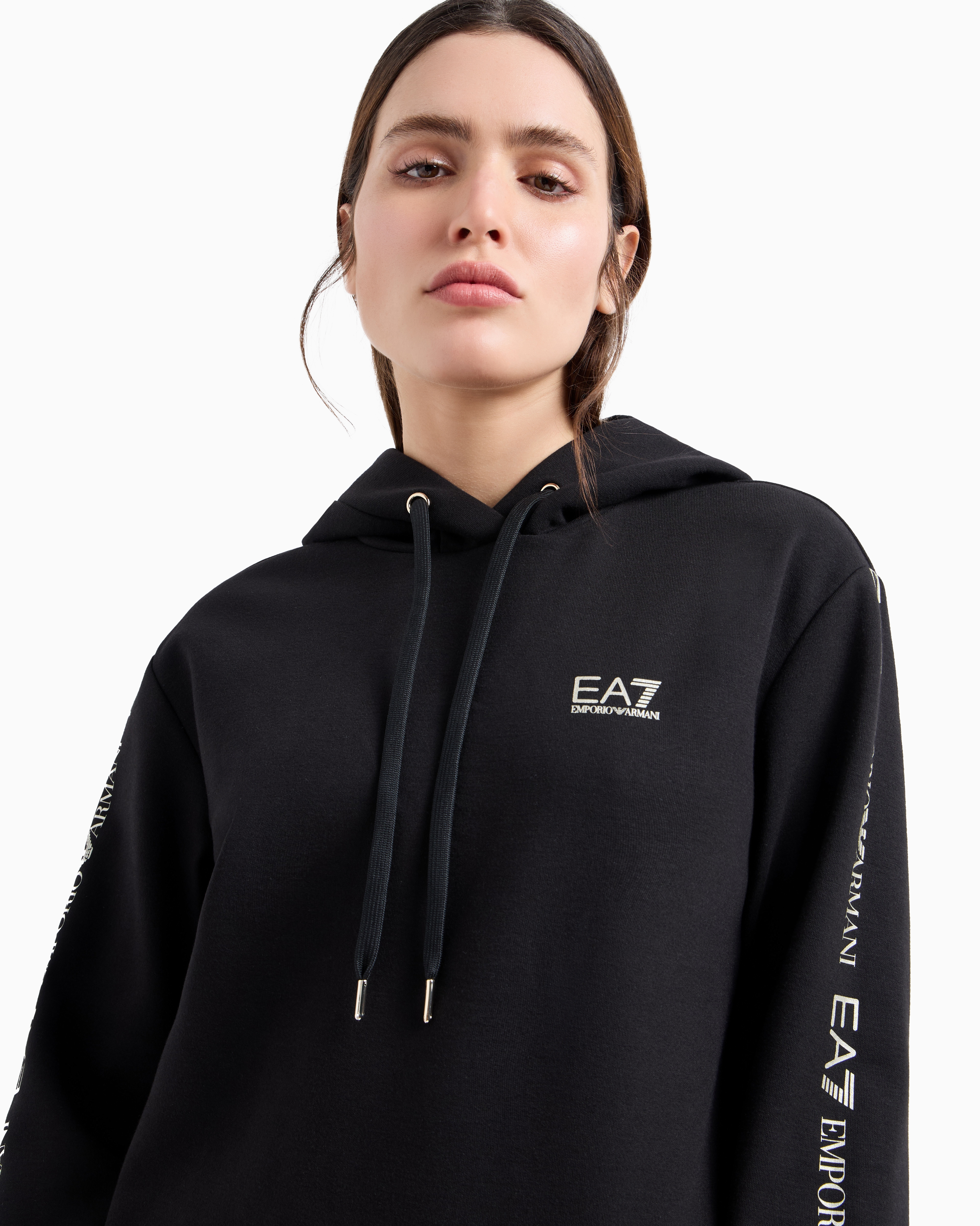 Shop Ea7 Stretch-cotton Tracksuit In Noir