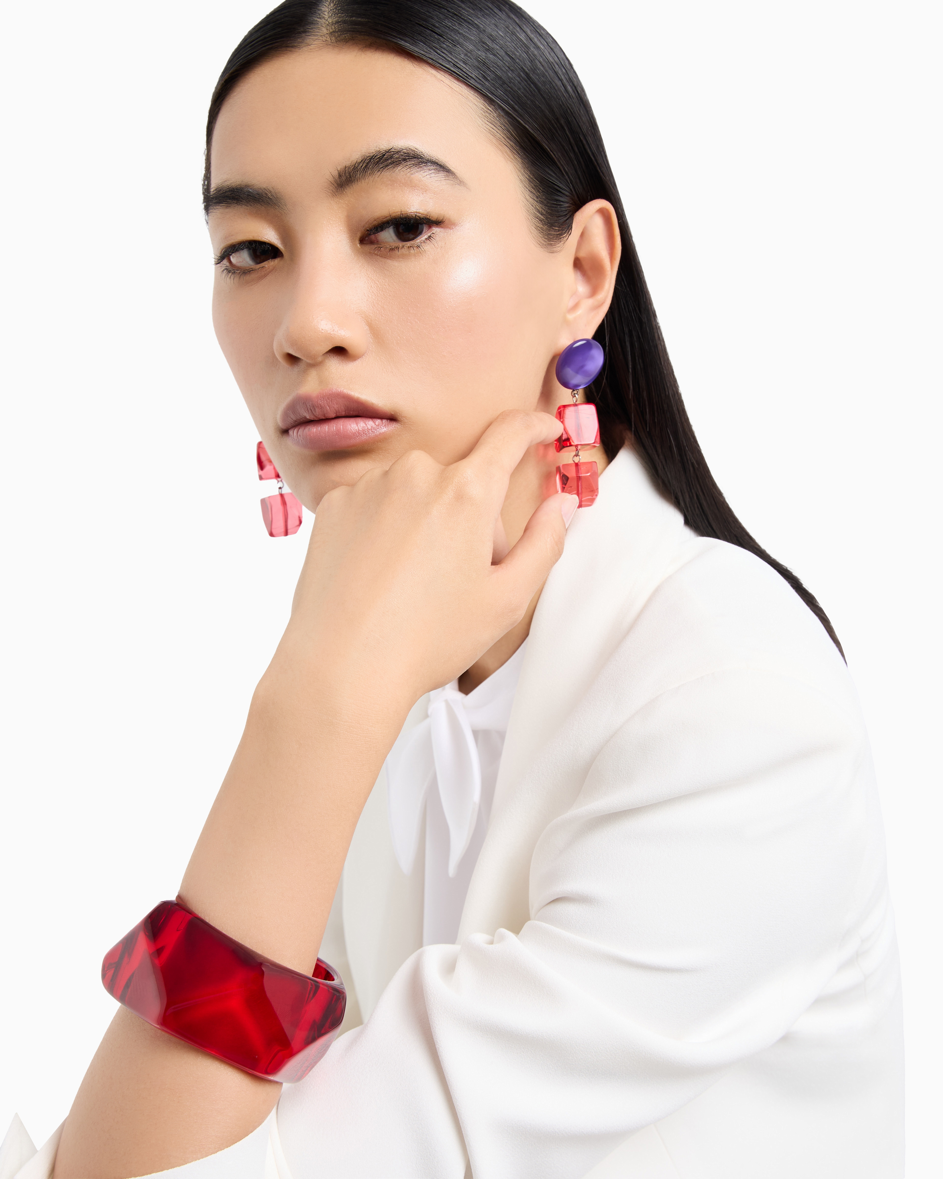 Emporio Armani Oversized, Multifaceted Bangle In Red