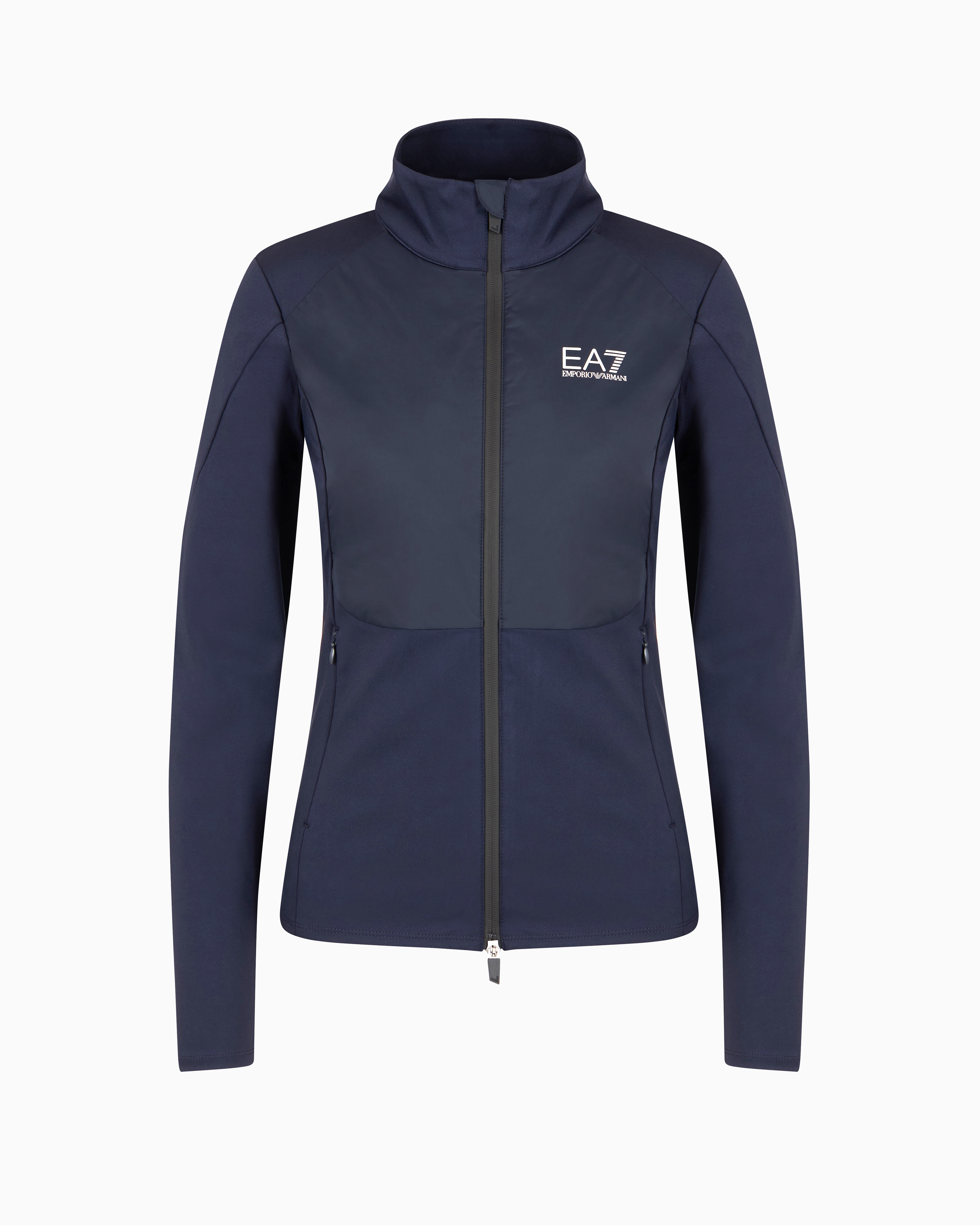 Ea7 Stretch Piqué Golf Pro Polo Sweatshirt In Blue