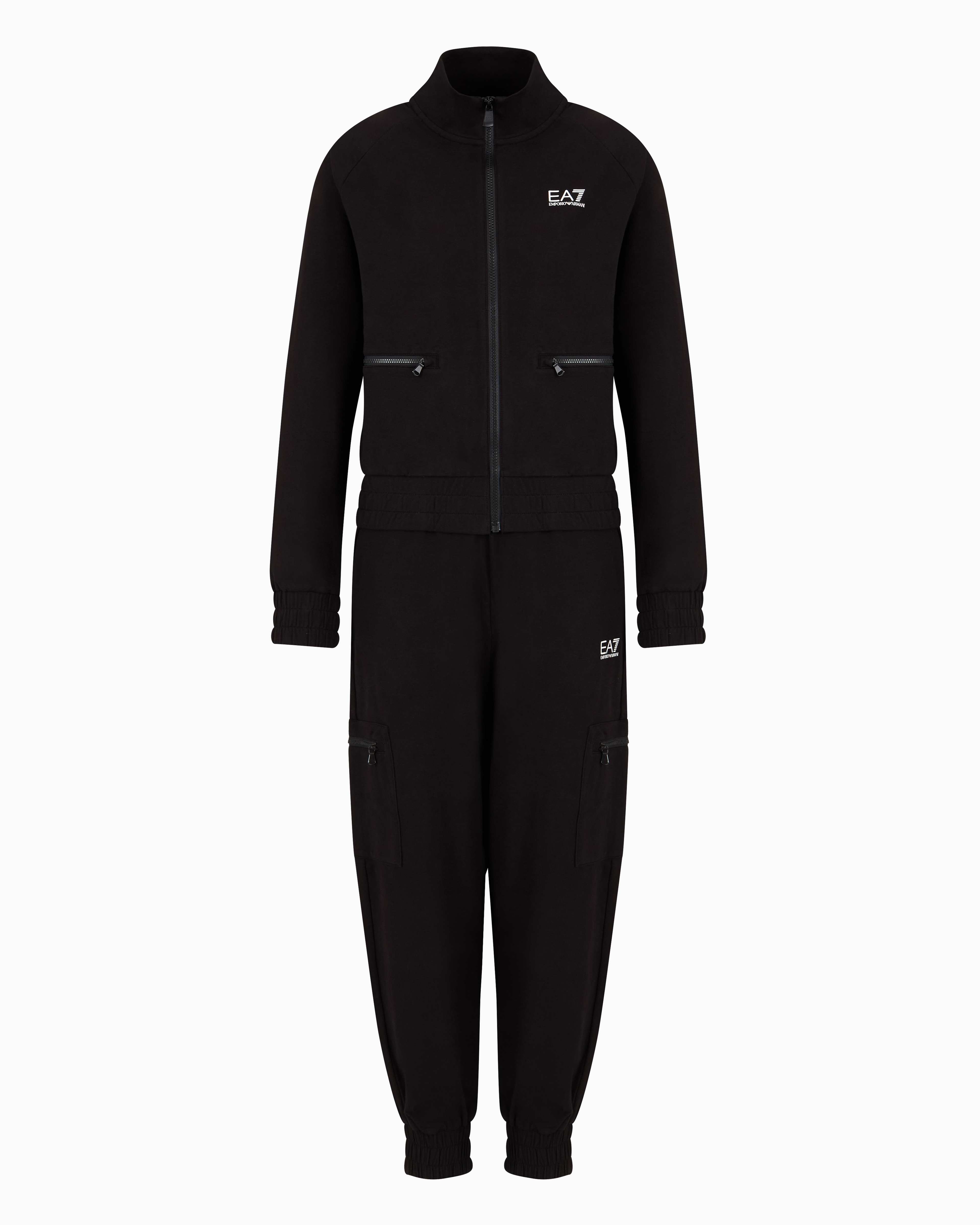 Ea7 Official Store Stretch-cotton Tracksuit In Black