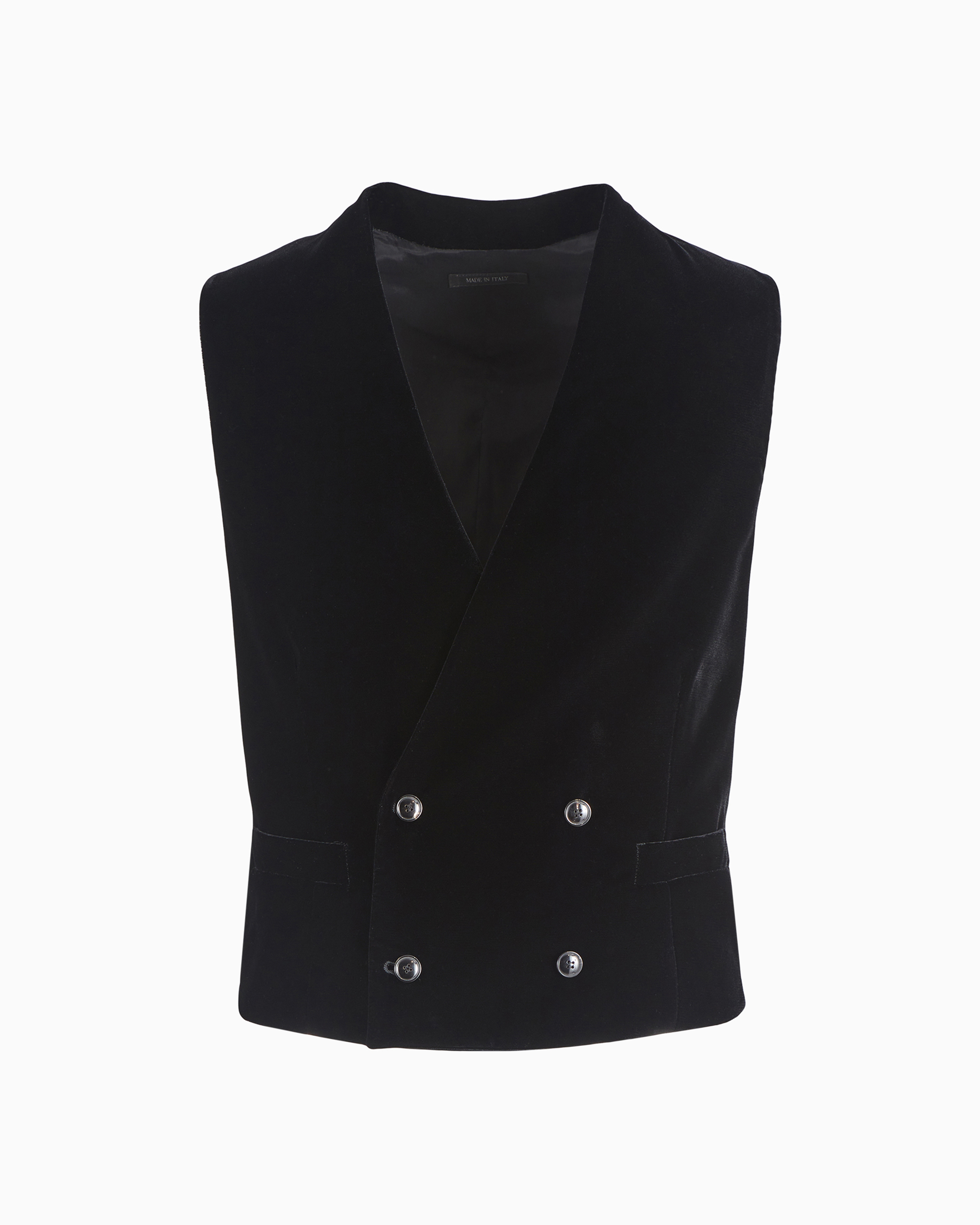 Giorgio Armani Official Store Double-breasted Waistcoat In Velvet In Noir