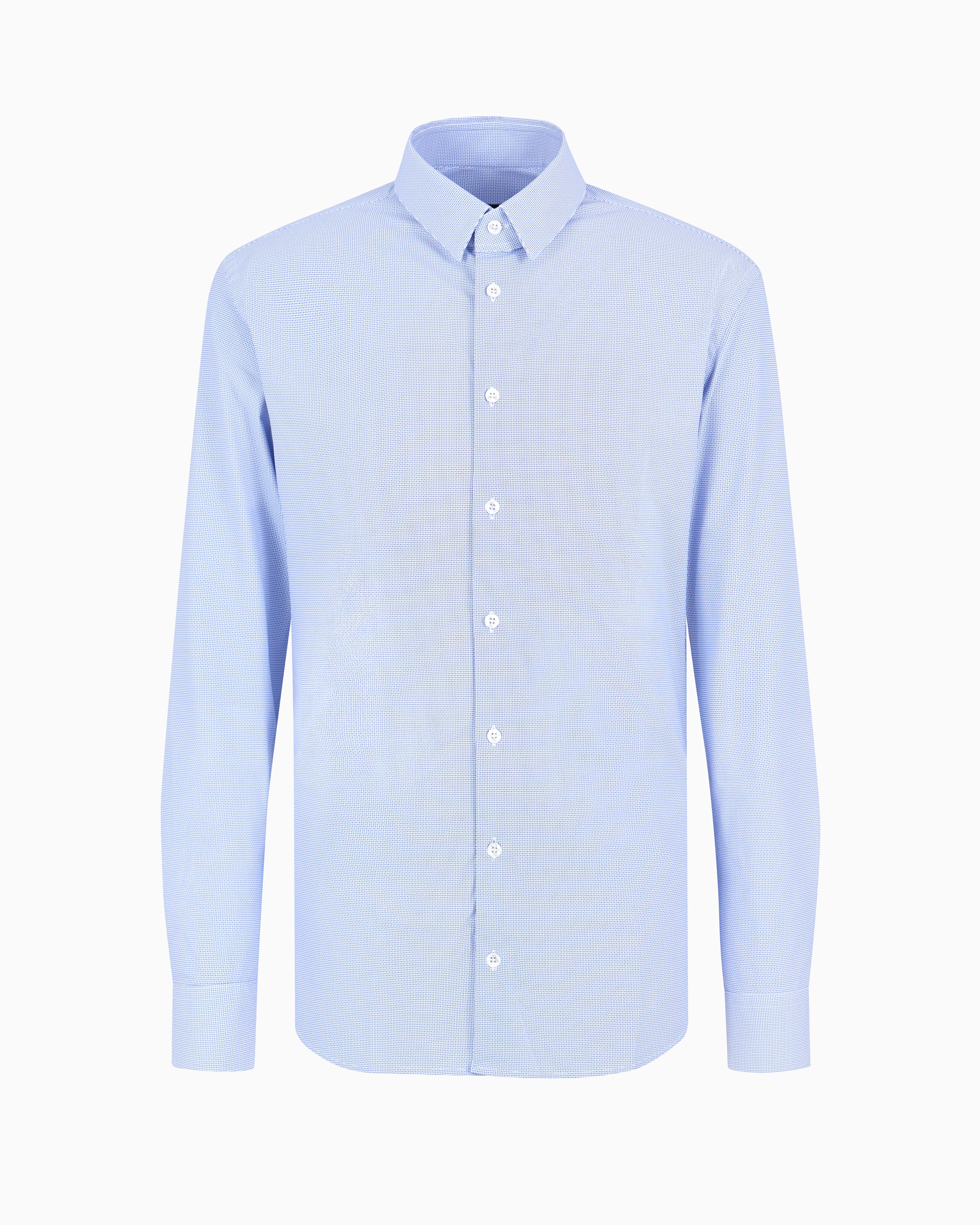 Giorgio Armani Official Store Hemd In Slim Fit Aus Jersey Mit Kleinem Muster In Blue