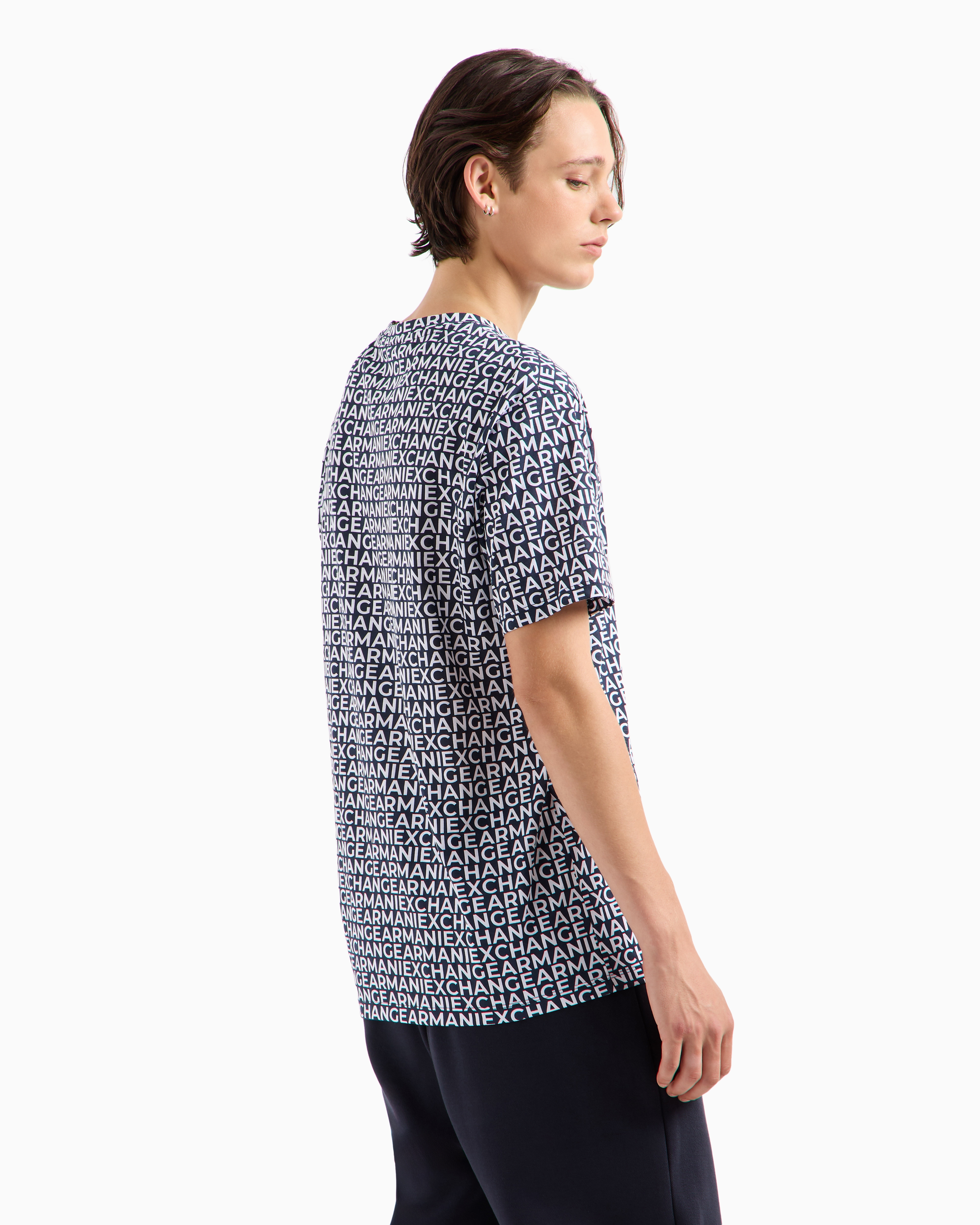 オールオーバーロゴ 半袖クルーネックTシャツ | Armani Exchange