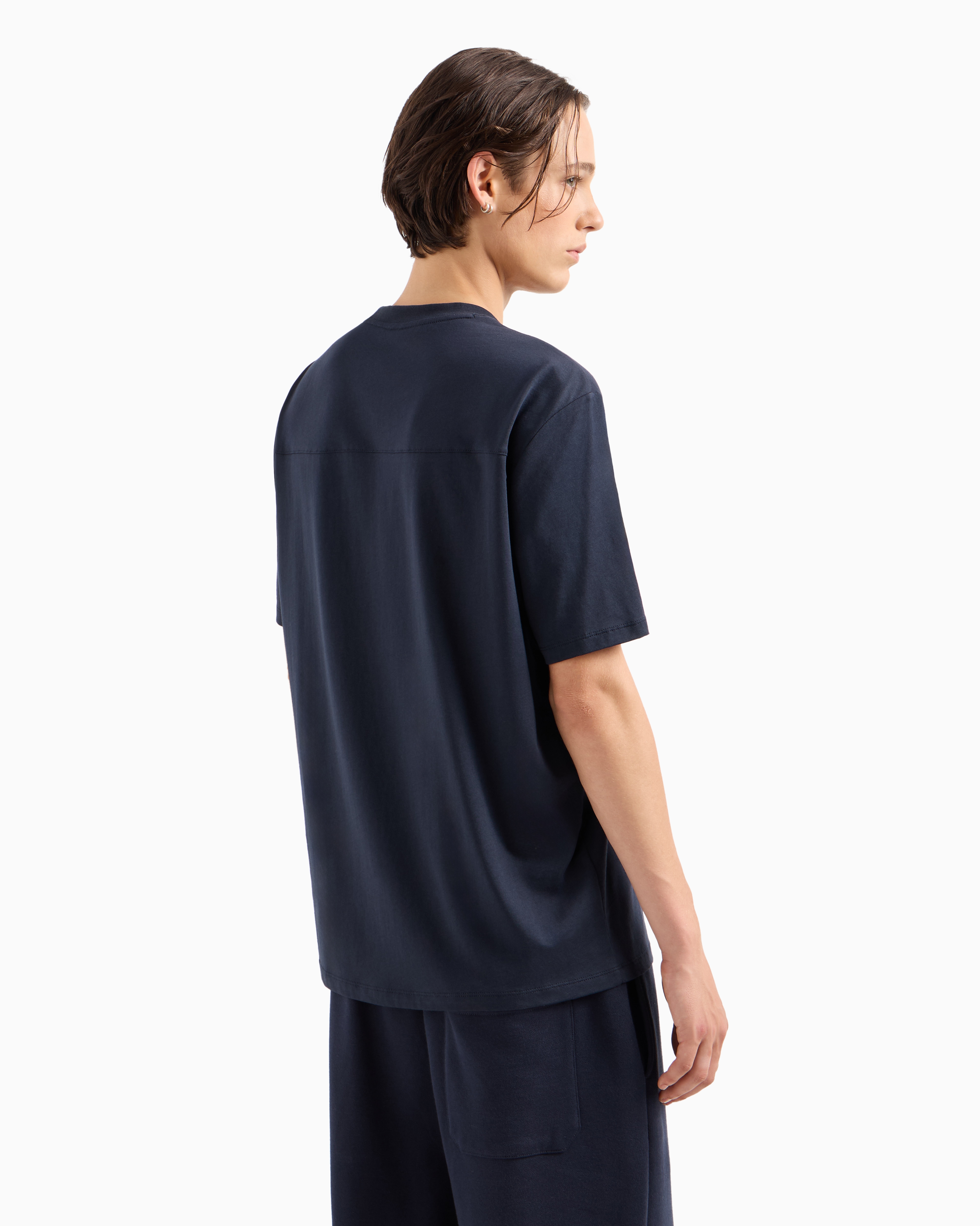 Tシャツ・カットソー ARMANI EXCHANGE Men T-shirt Blue 8NZT84Z8M9Z 1510 Regular fit heavy cotton T-shirt with stencil logo | Armani