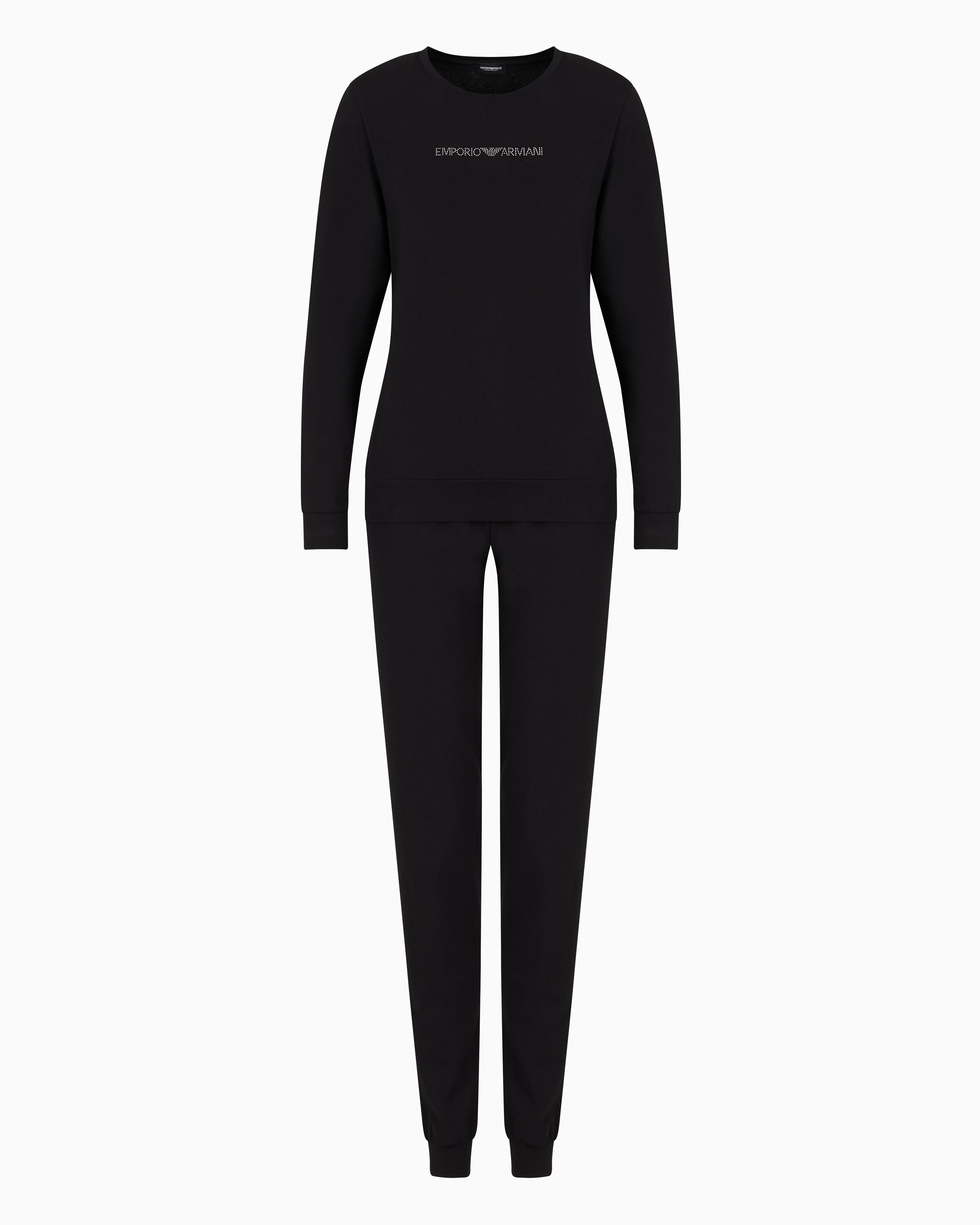 Emporio Armani Black Asv Essential Logo Studs Organic-Cotton Pyjamas Extra Large