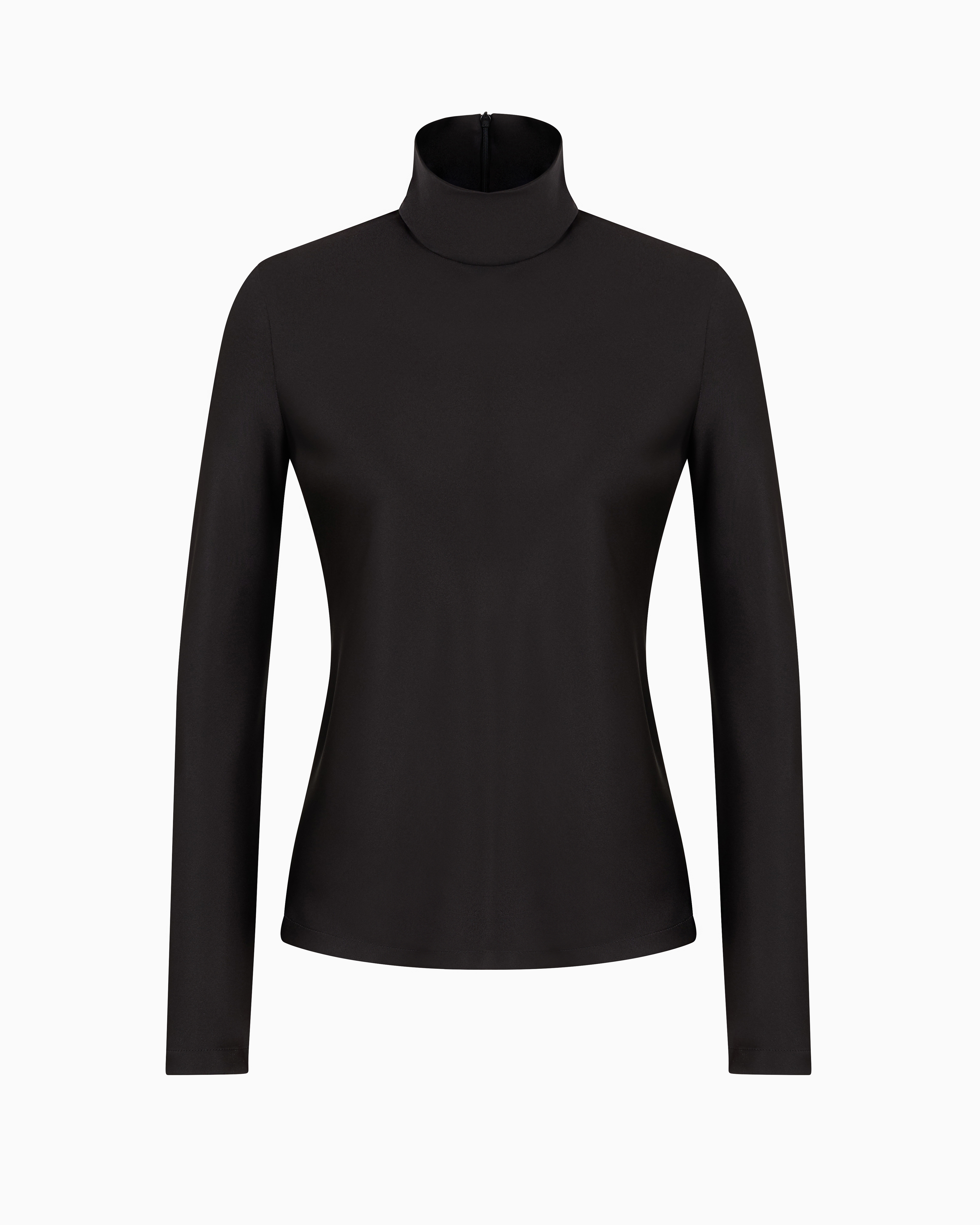 Giorgio Armani Official Store Long-sleeved Blouse In Silk Double Satin In Black