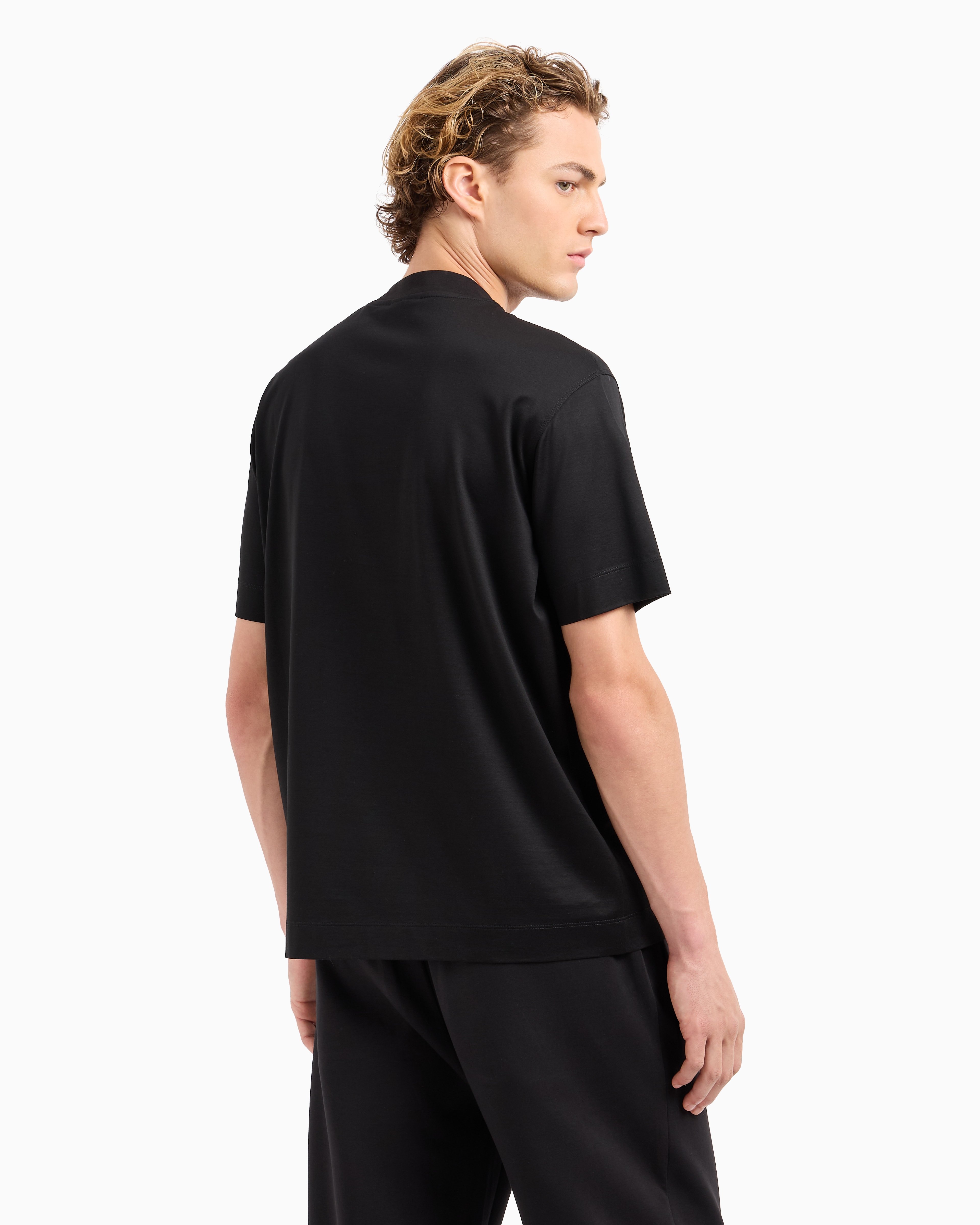 Tシャツ リヨセル混紡ジャージー ステンシル風ロゴプリント | Emporio 
