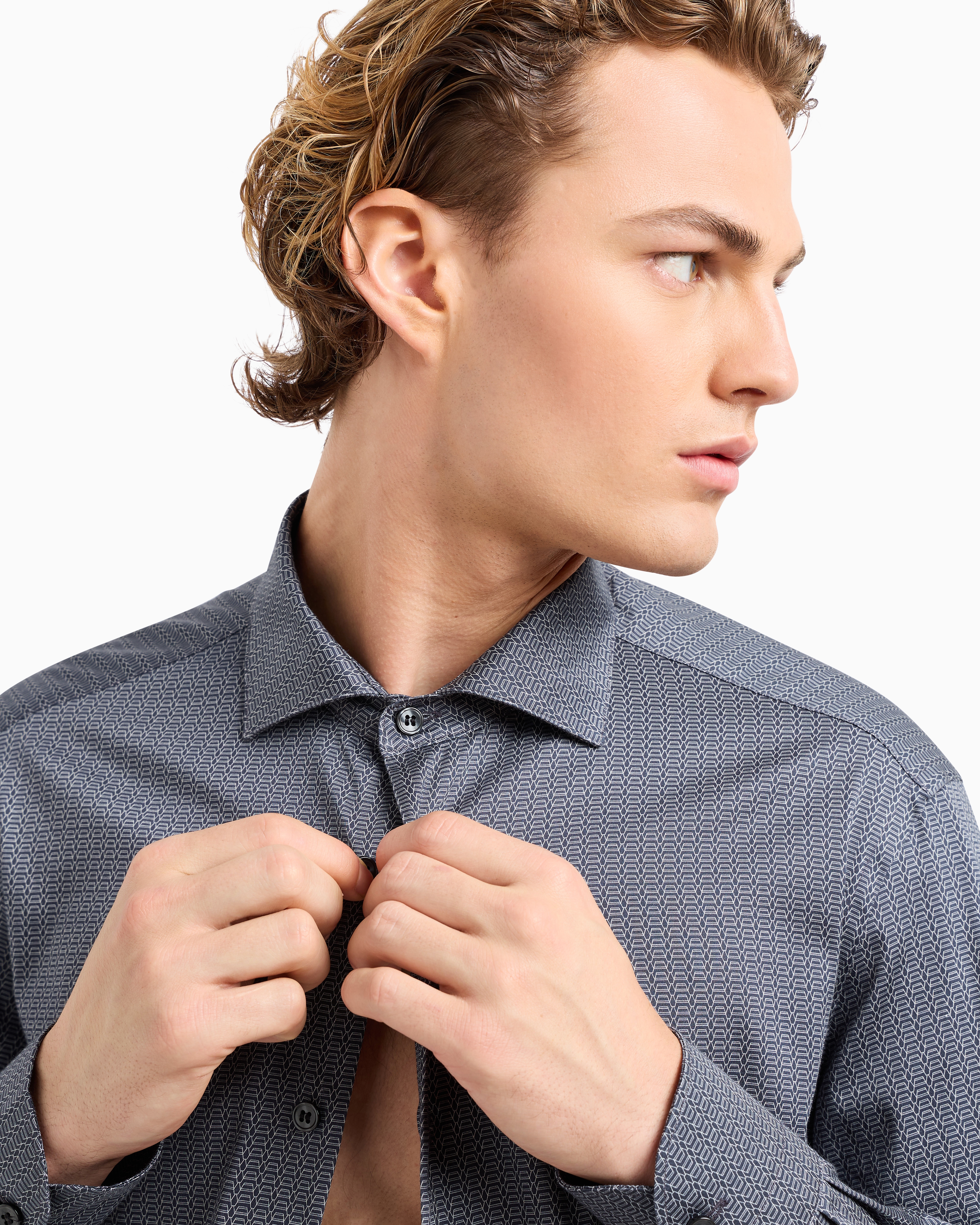 Emporio Armani Official Store Casual Shirts In Avio
