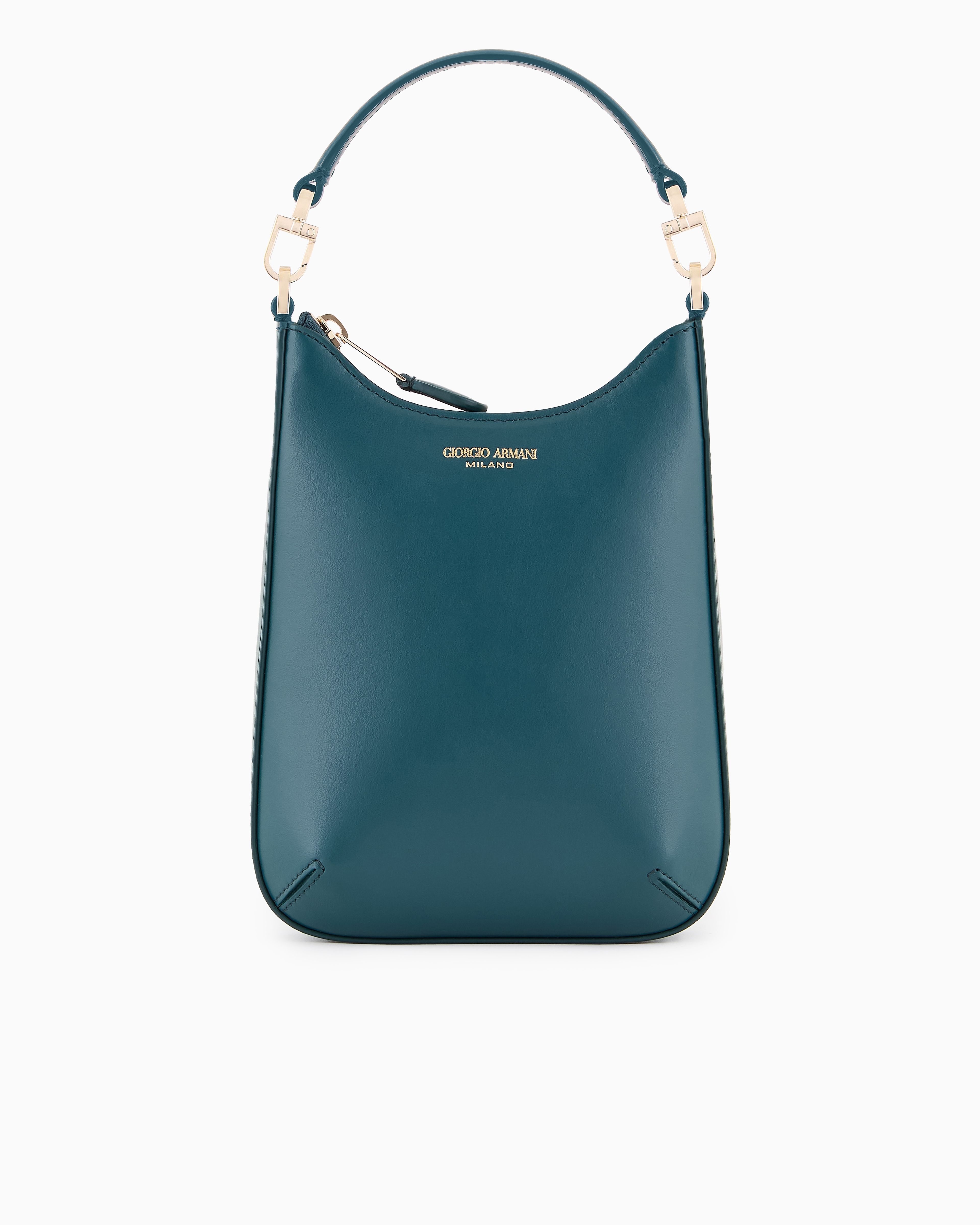 Giorgio Armani Official Store Small La Prima Leather Hobo Bag In Green