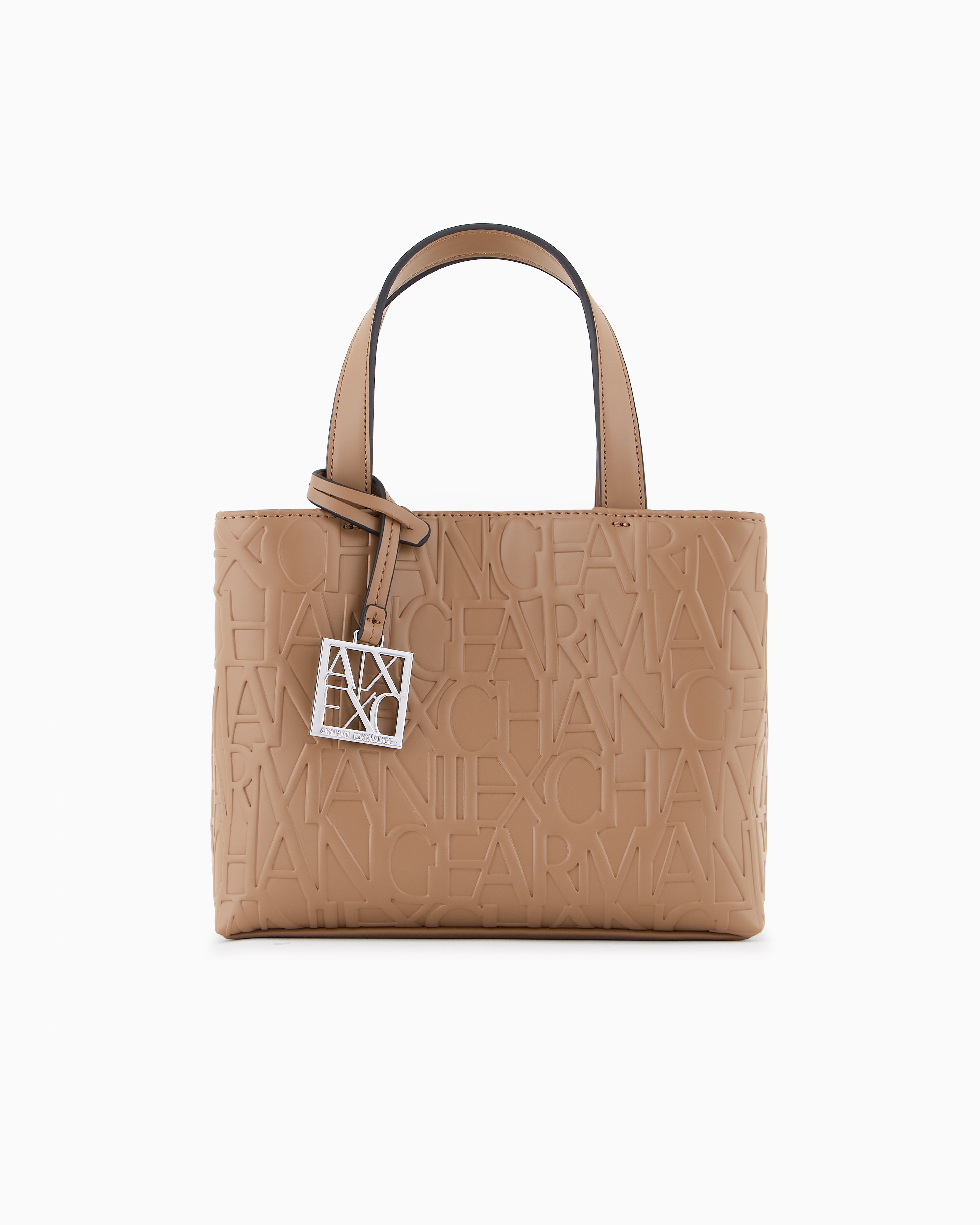 Armani Exchange Small Shopper With Handles And Shoulder Strap In Camel