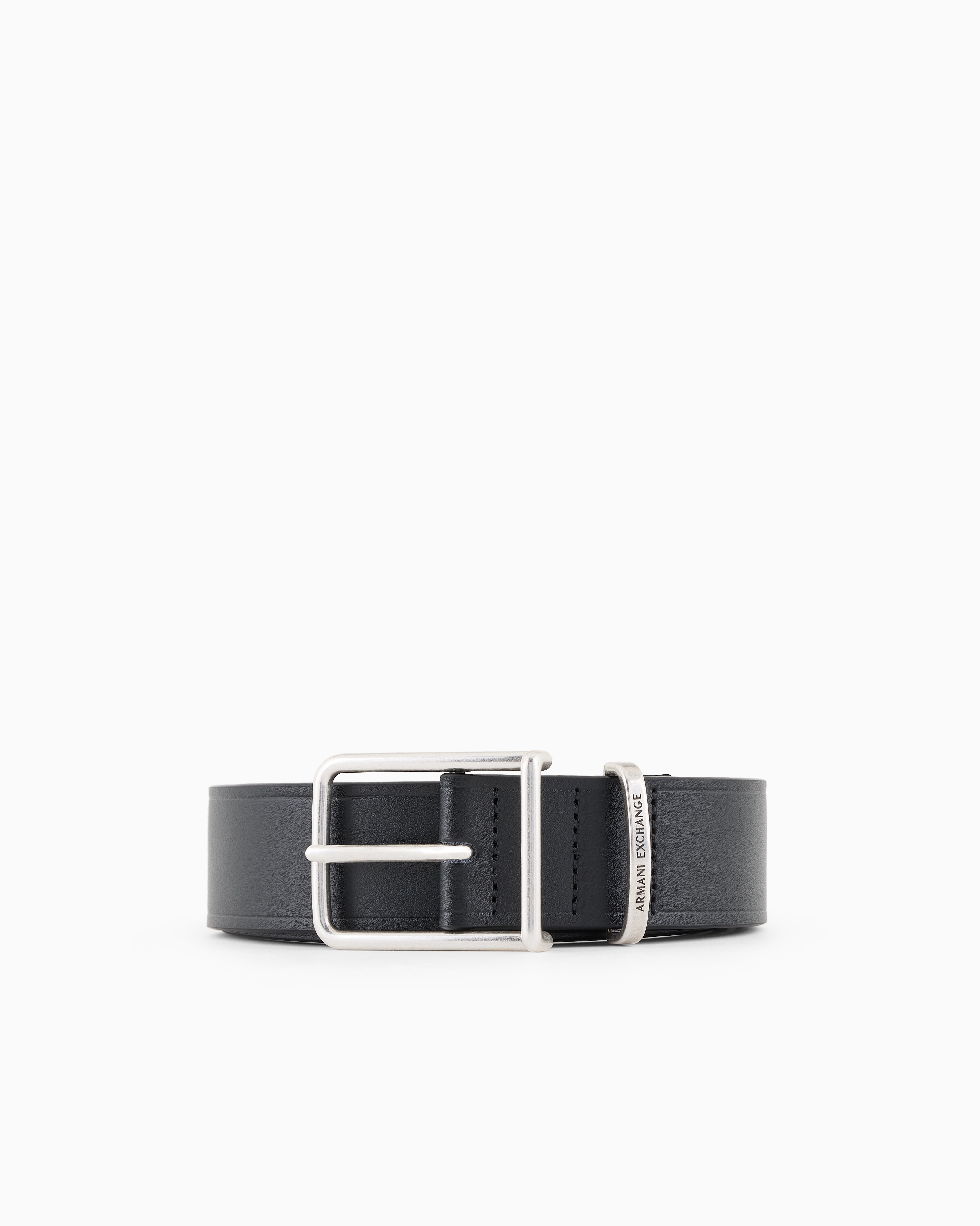 Armani Exchange Official Store Genuine Leather Belt In Black