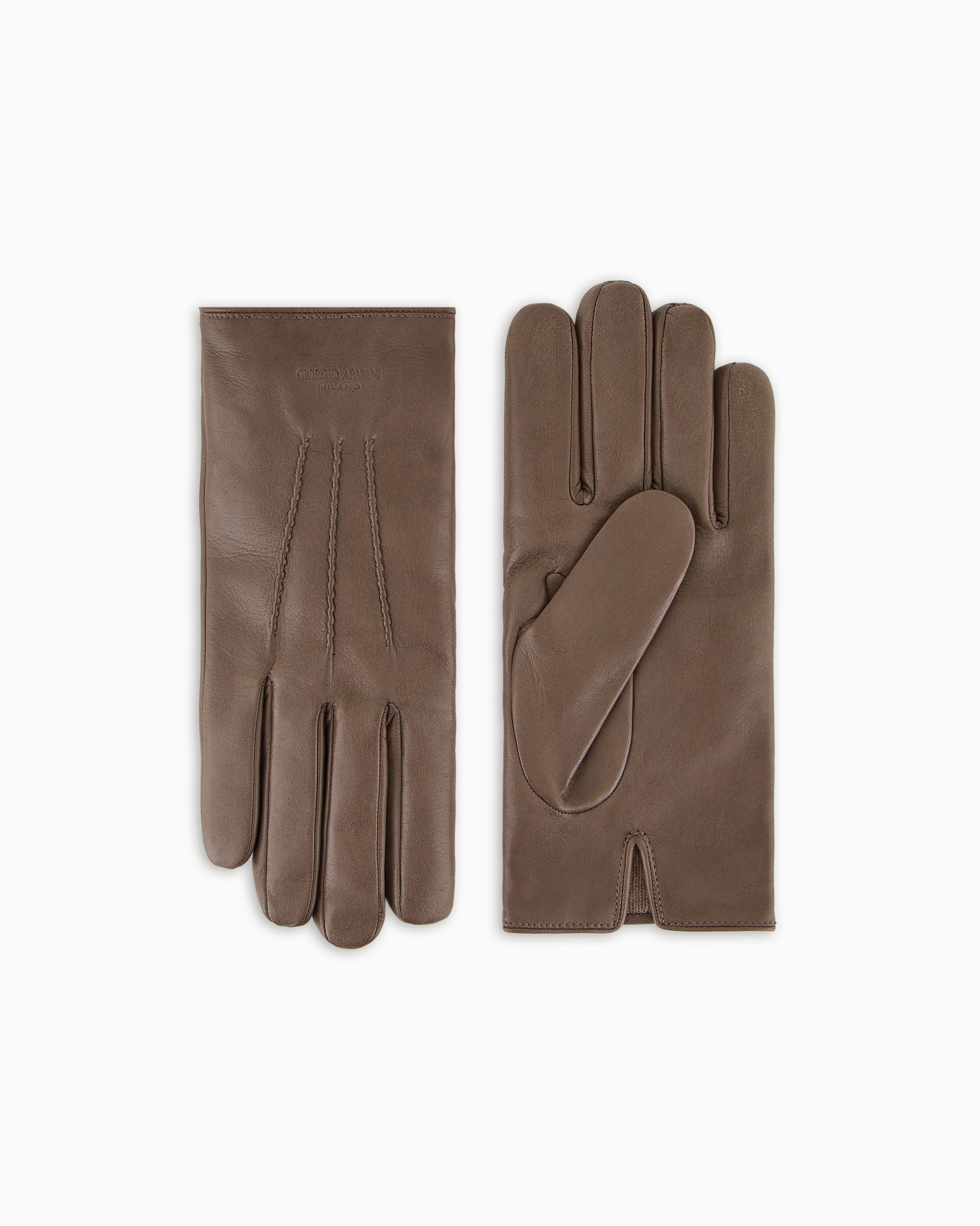 Giorgio Armani Nappa-leather Gloves In Beige