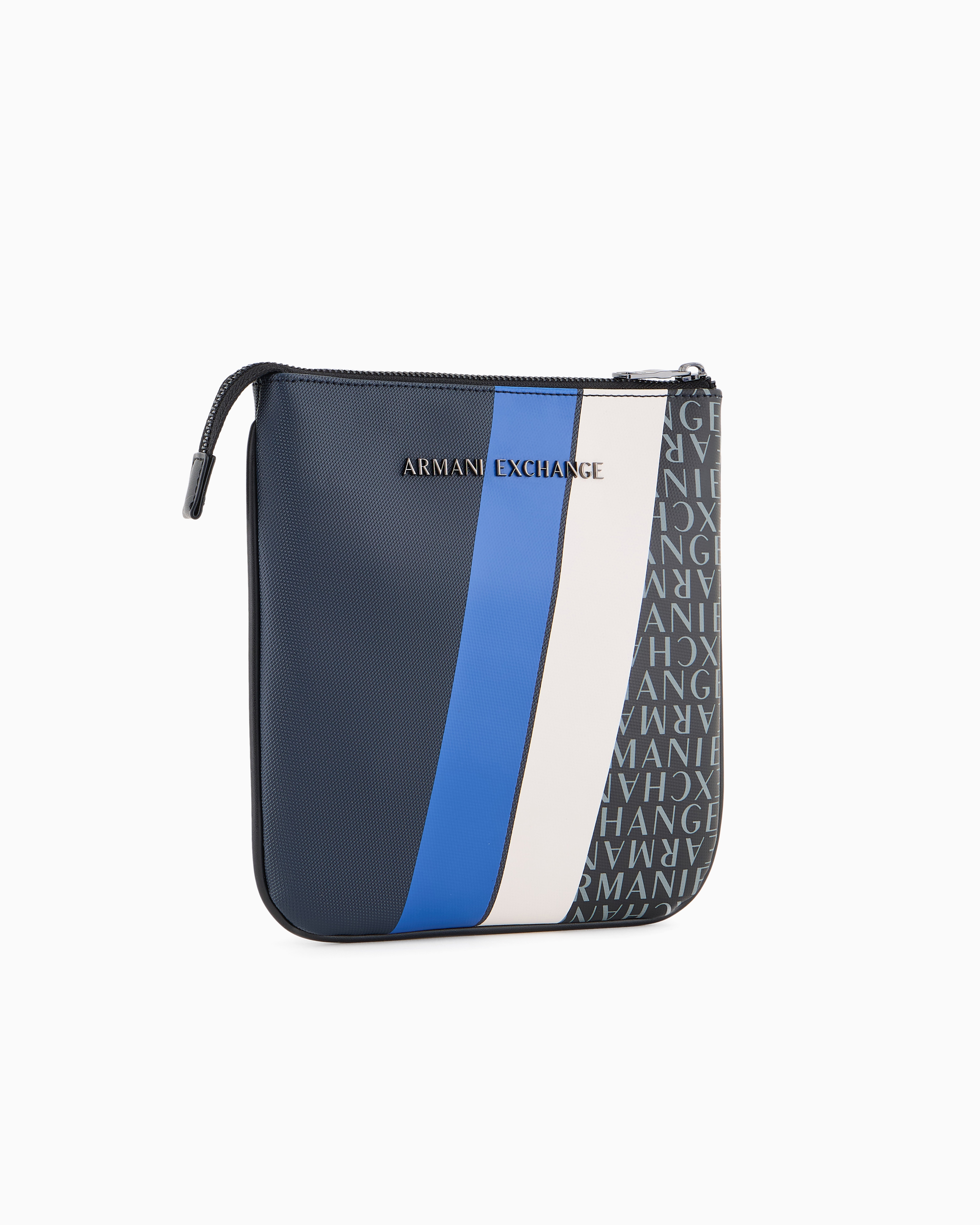 Monogram and Stripe Flat Shoulder Bag Armani Exchange