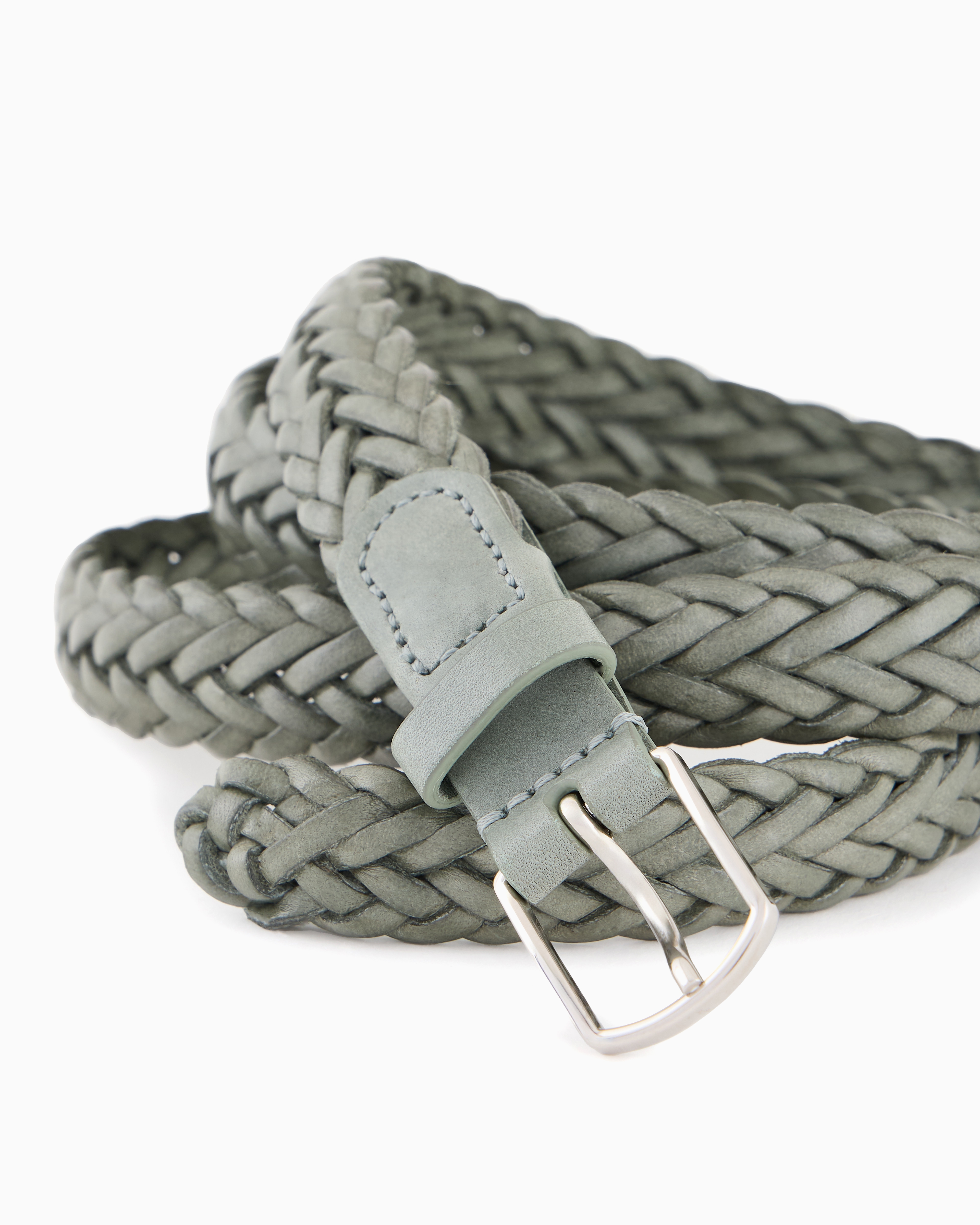 Shop Giorgio Armani Woven Leather Belt In Green