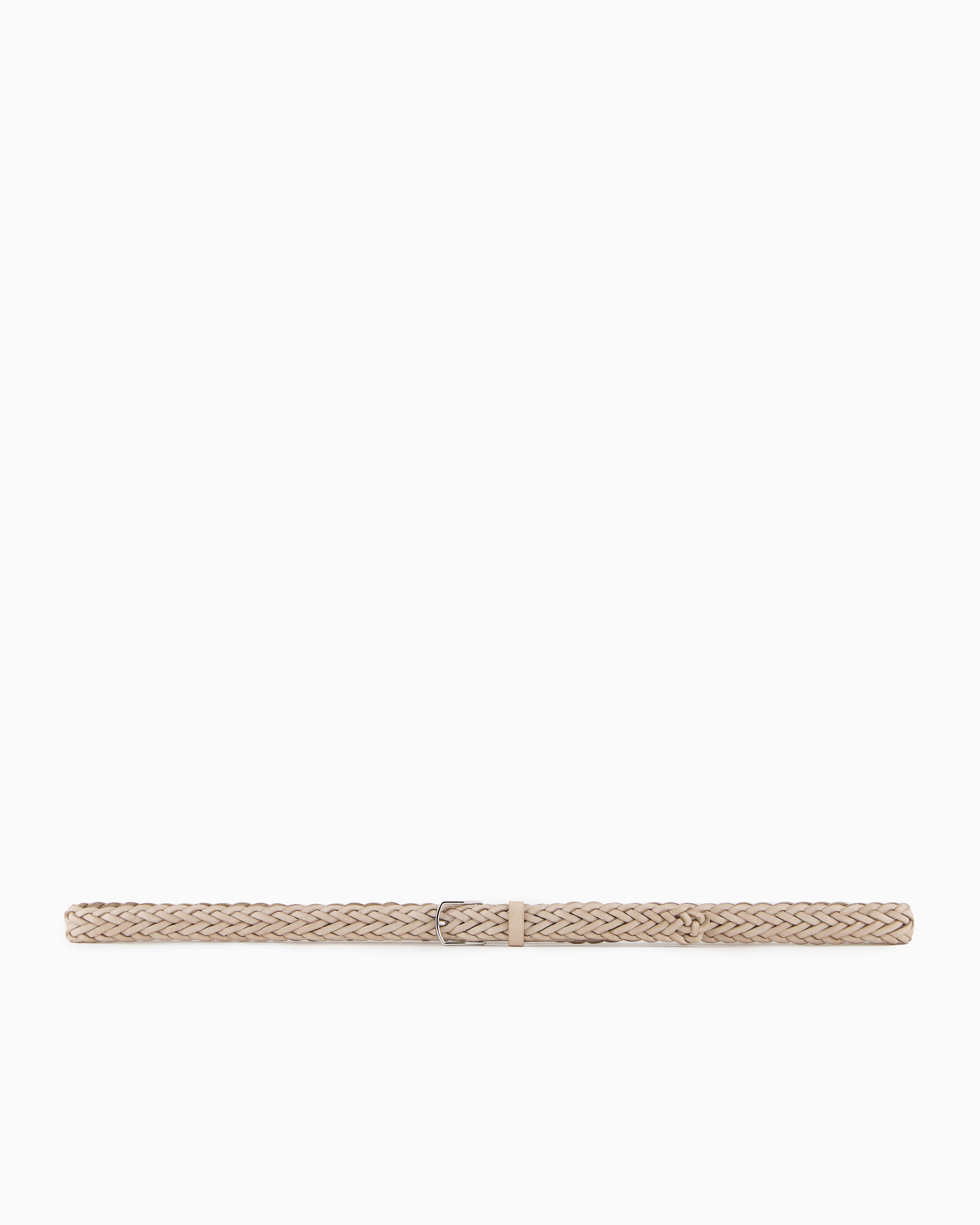 Shop Giorgio Armani Woven Leather Belt In Beige